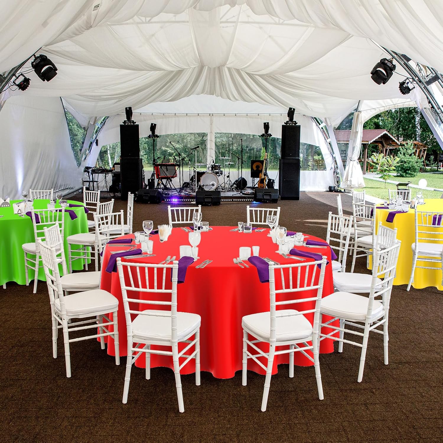 Oudain 84 Inch Round Plastic Tablecloth Set