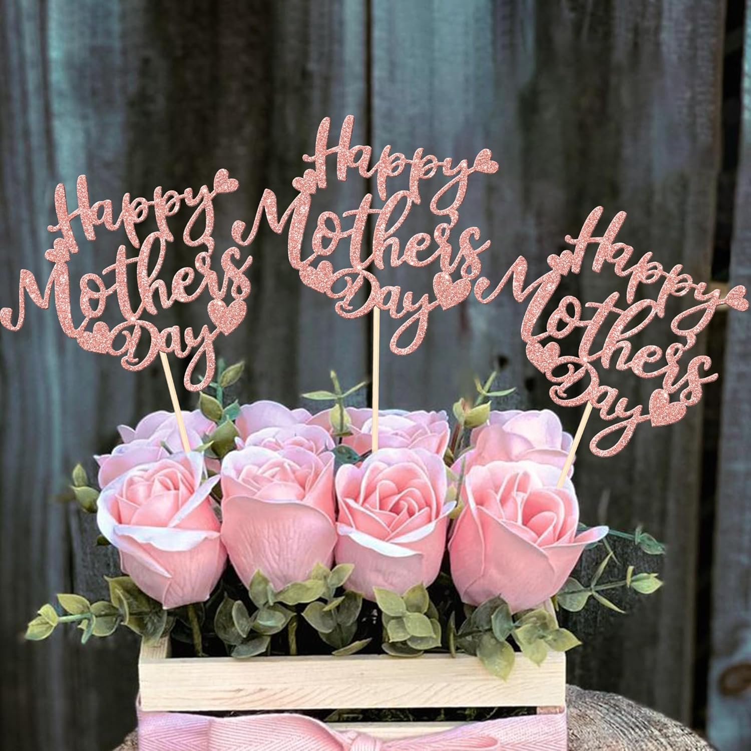 12 PCS Rose Gold Glitter Mothers Day Centerpieces