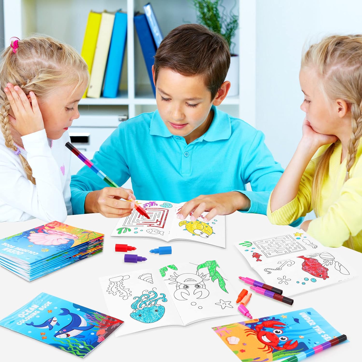 BenLouis Ocean Animals Mini Coloring Books 24 Pcs