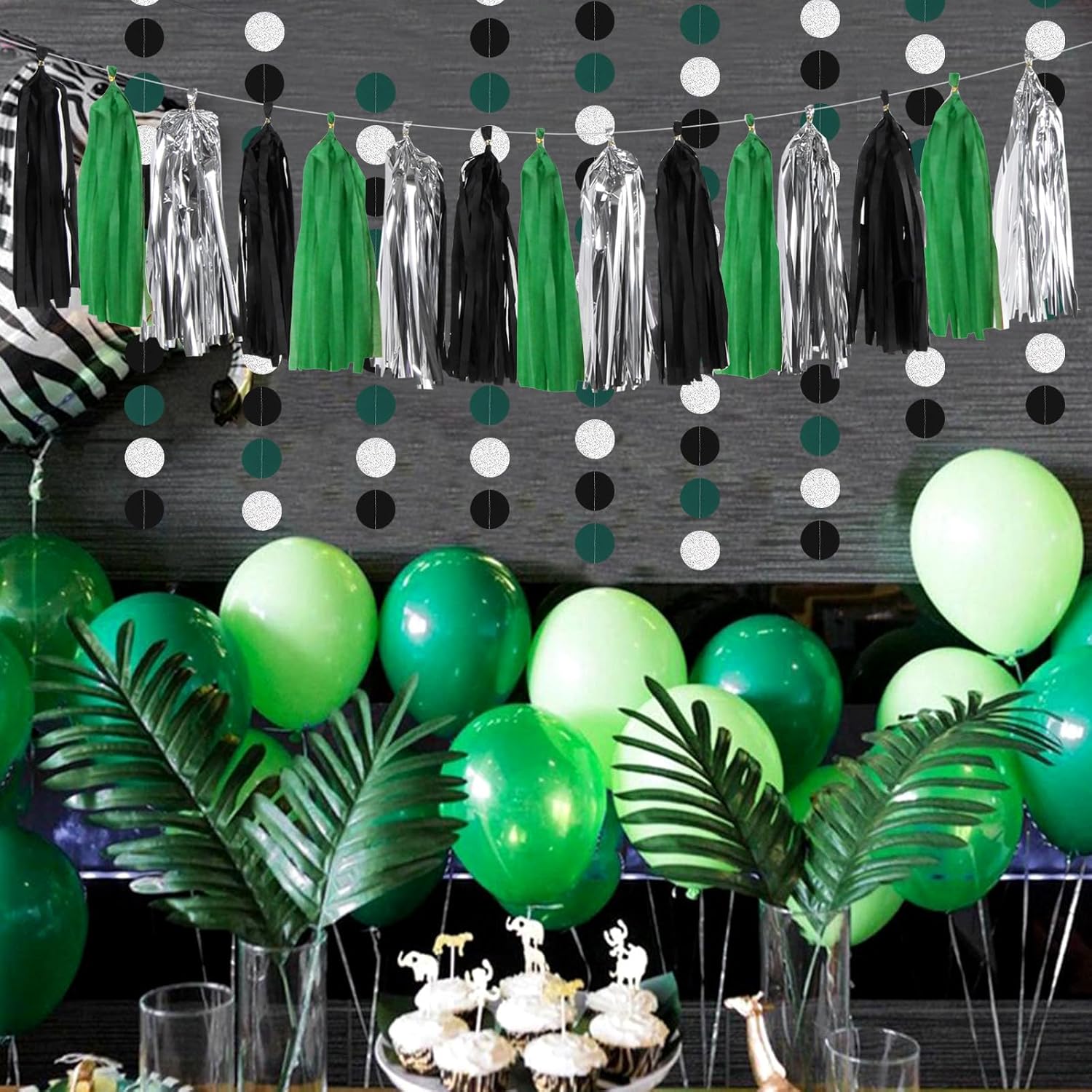 Hugtmr Black Green Silver Football Party Decorations 33pcs Set