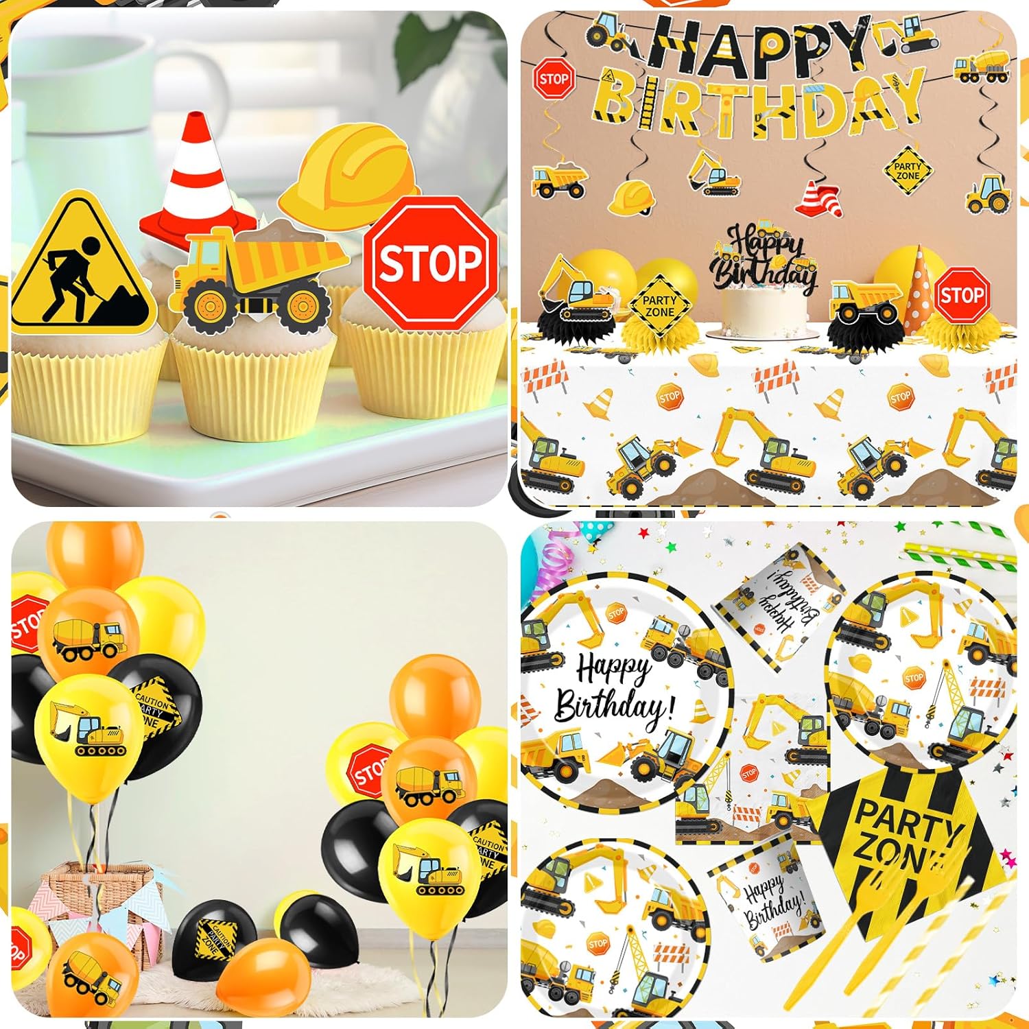 Construction Birthday Decorations 245PCS Truck Theme Party Supplies