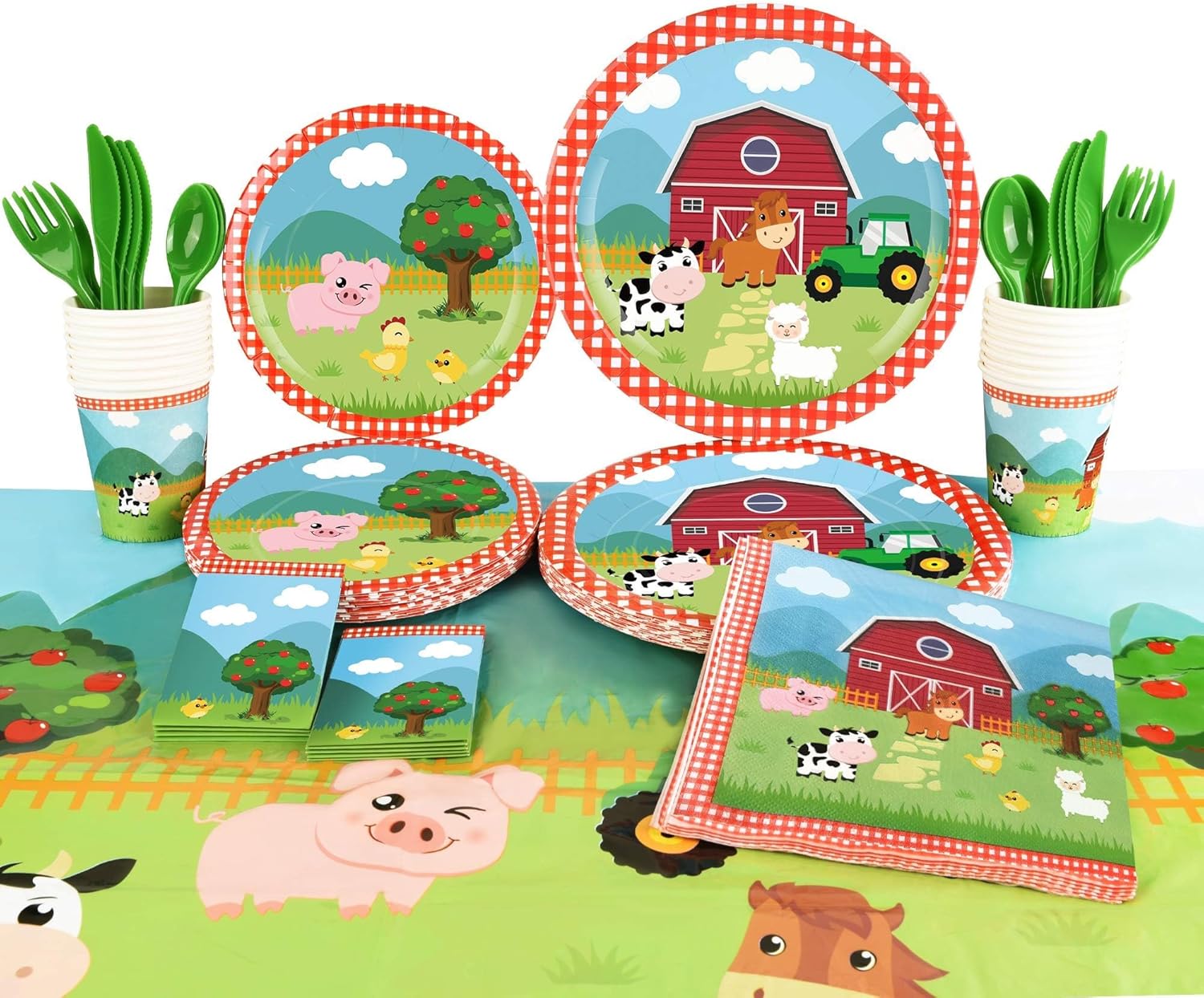 WERNNSAI Farm Party Tableware Set 130Pcs