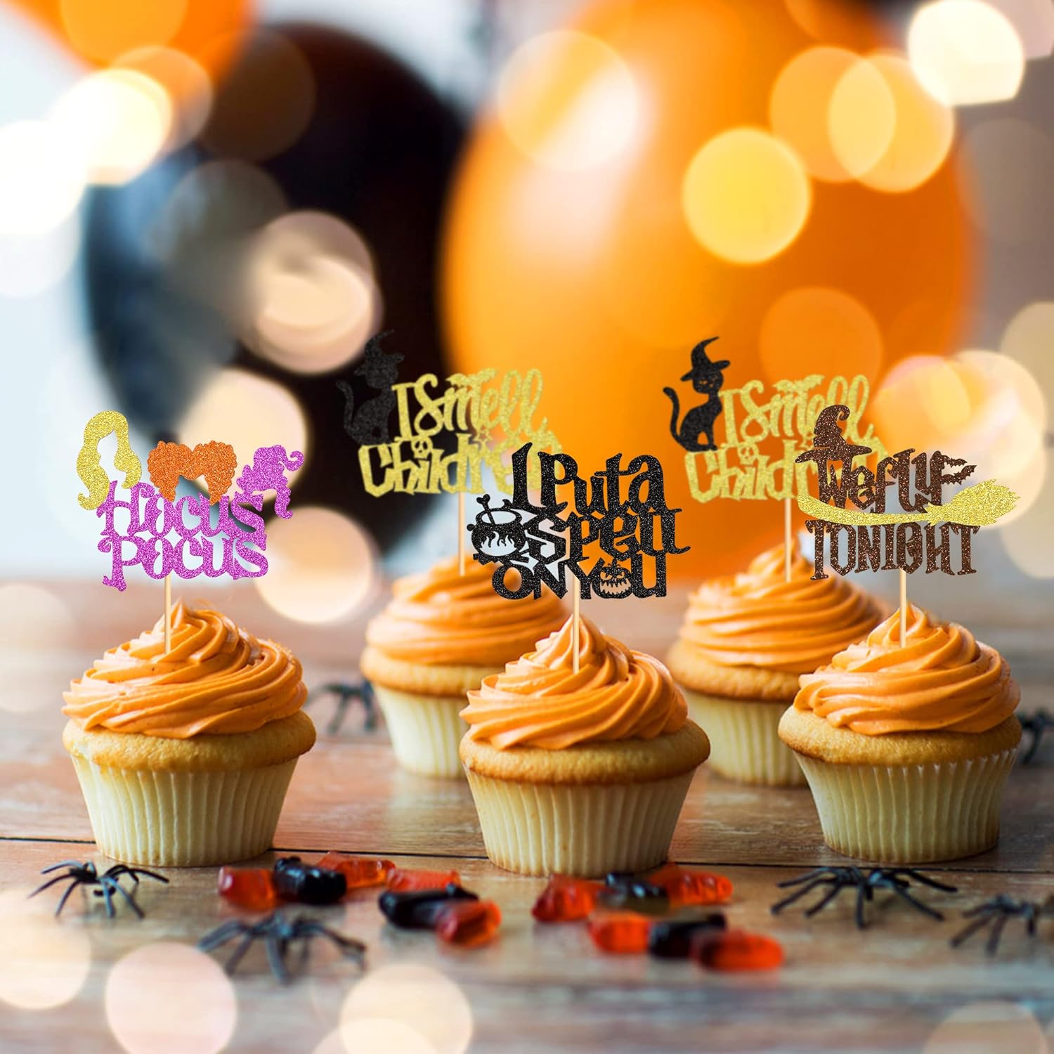 Ercadio 24 Pack Hocus Pocus Witch Hair Cupcake Toppers