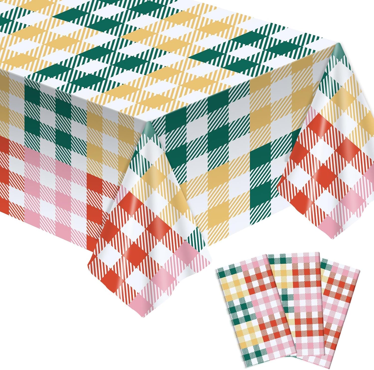 3PCS Pastel Gingham Checkered Tablecloths for Events