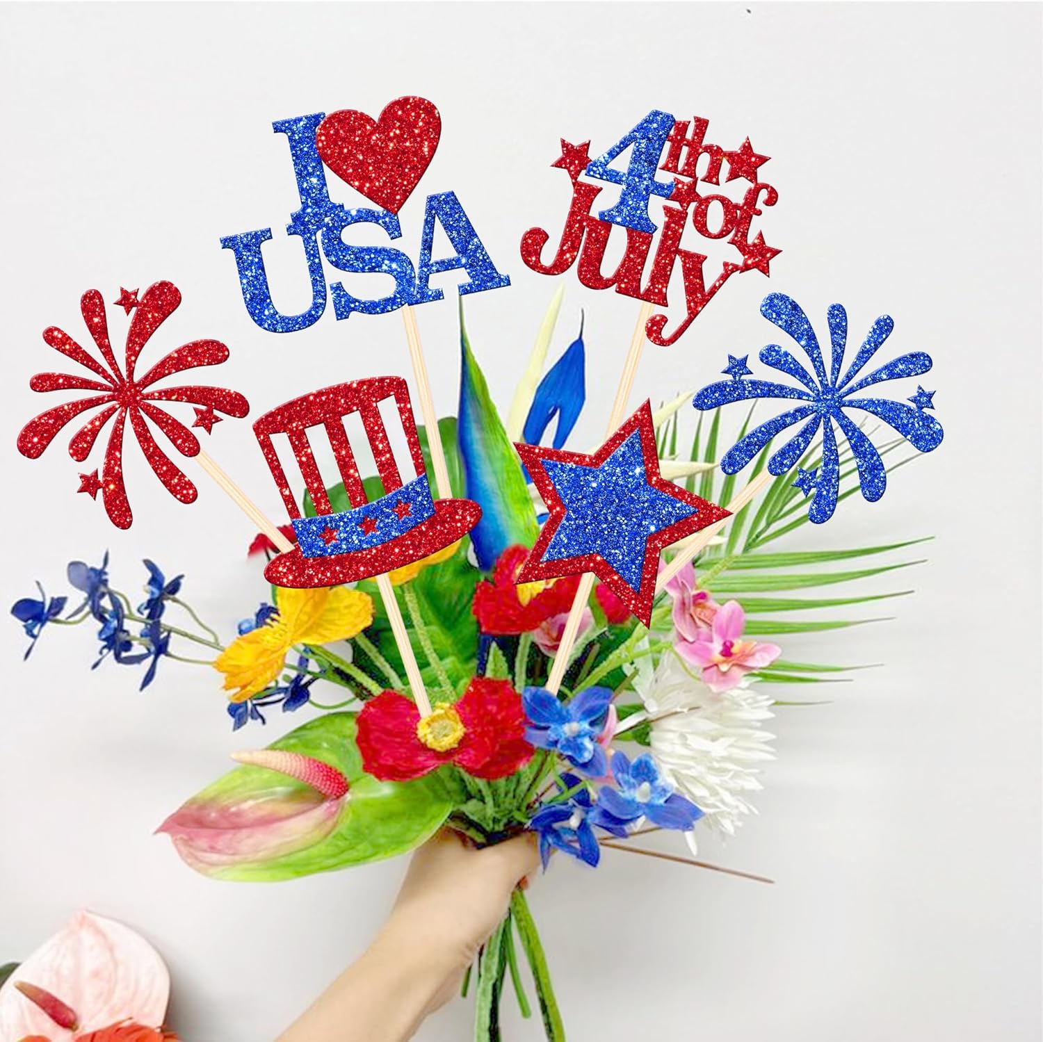 12 PCS 4th of July Double Sided Firework Centerpiece Sticks