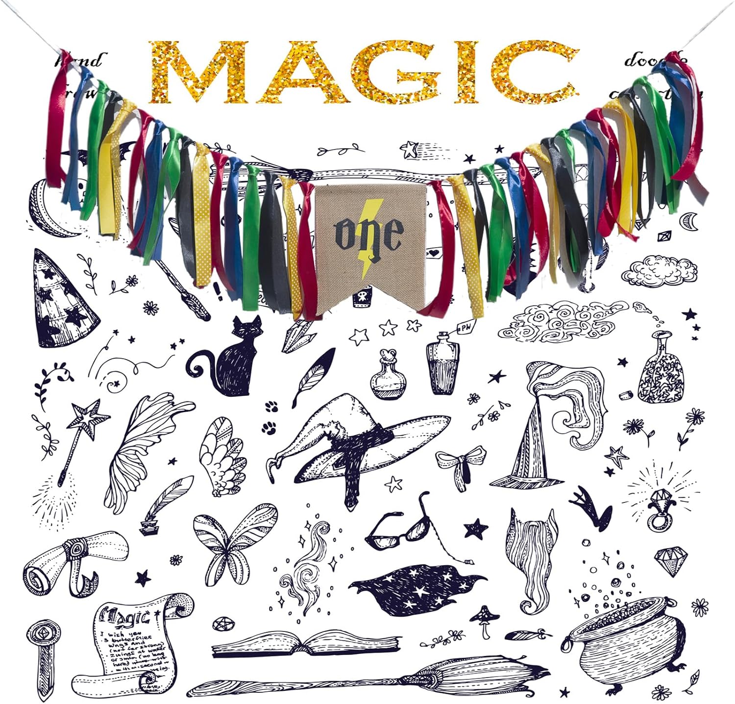 Magical Wizard 1st Birthday Party Banner
