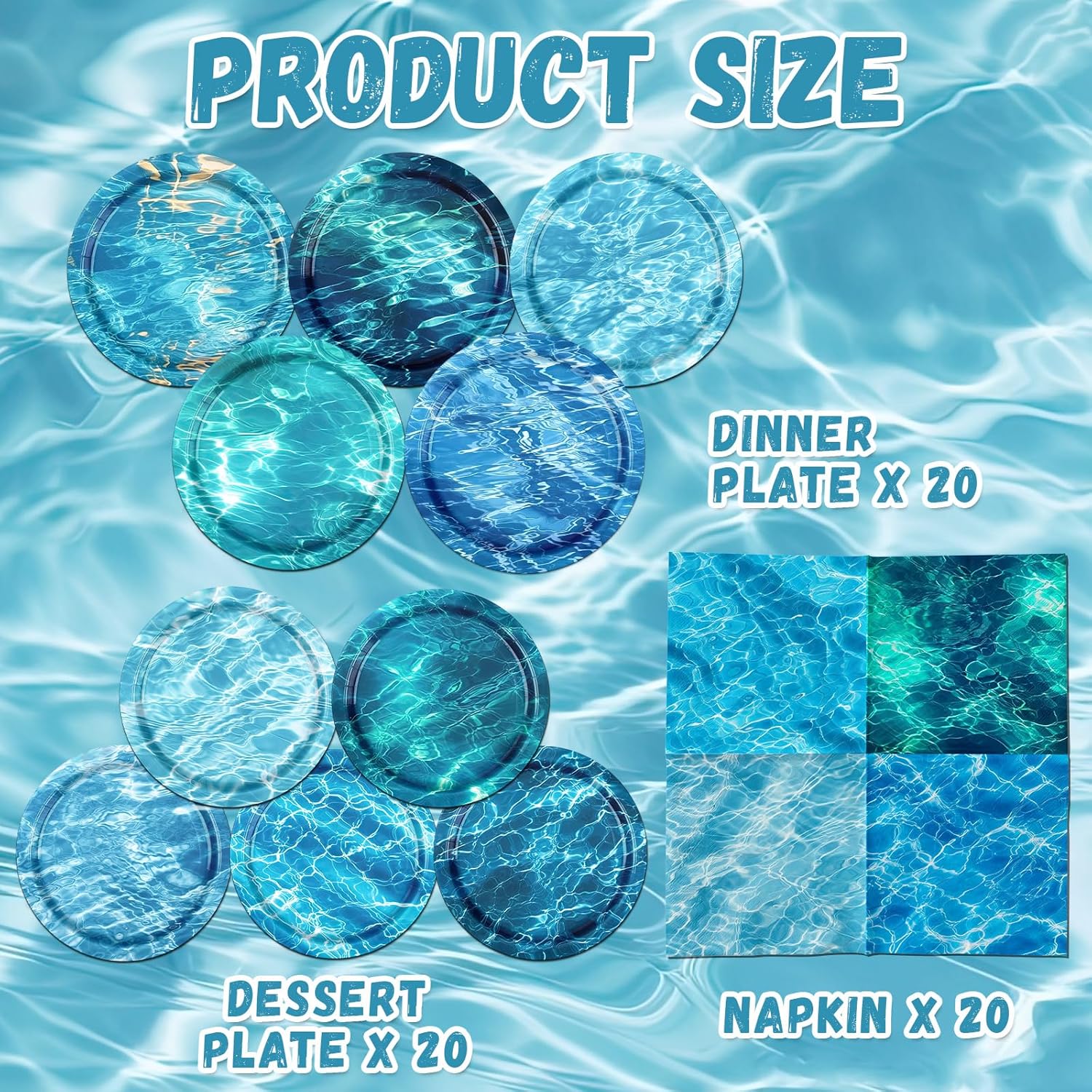 Ocean Themed Party Decor Tableware Set 60pcs