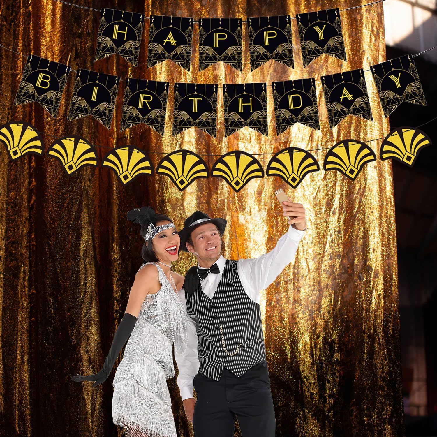 Retro 1920s Happy Birthday Banner Decorations