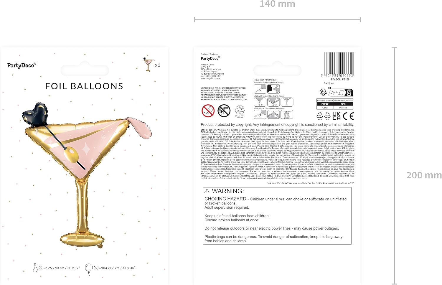 Realistic Giant Martini Glass Balloon for Parties