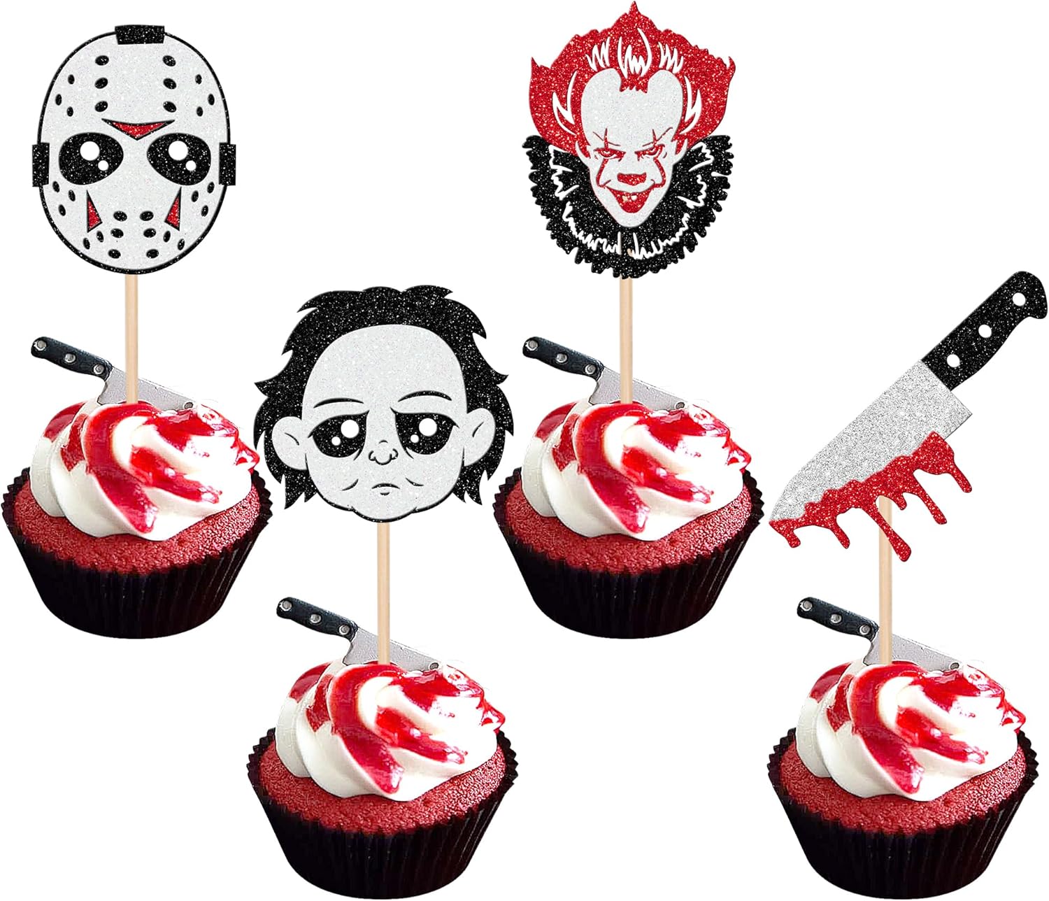 24 Pcs Halloween Horror Movie Cupcake Toppers