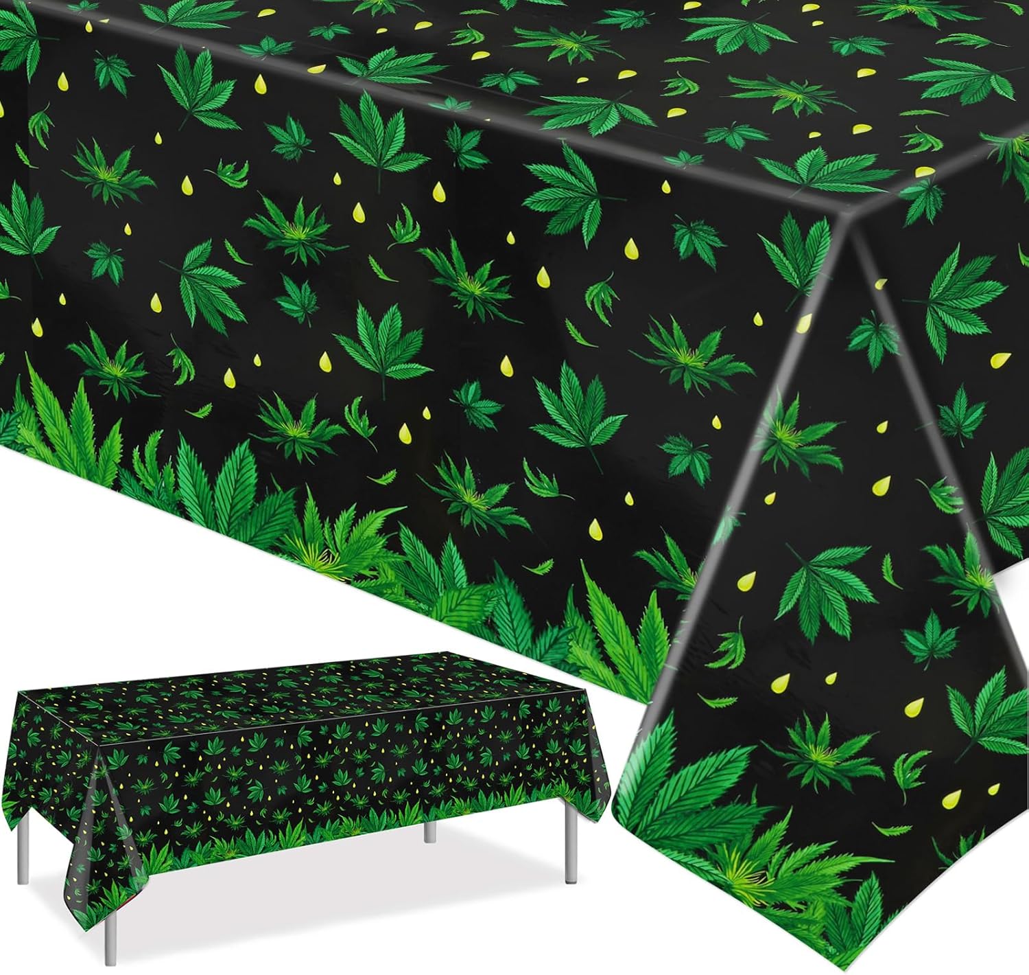 PHOGARY 2 Pieces Weed Tablecloth for Parties