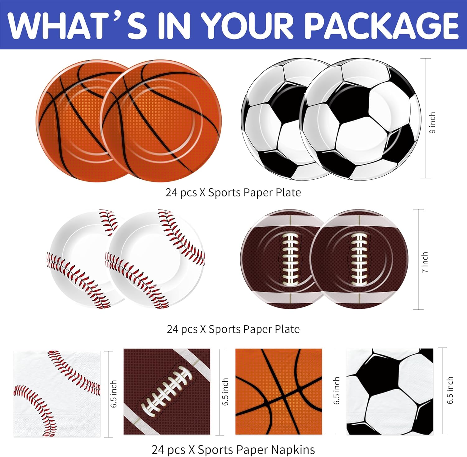 Sports Birthday Decorations Set for 24 Guests