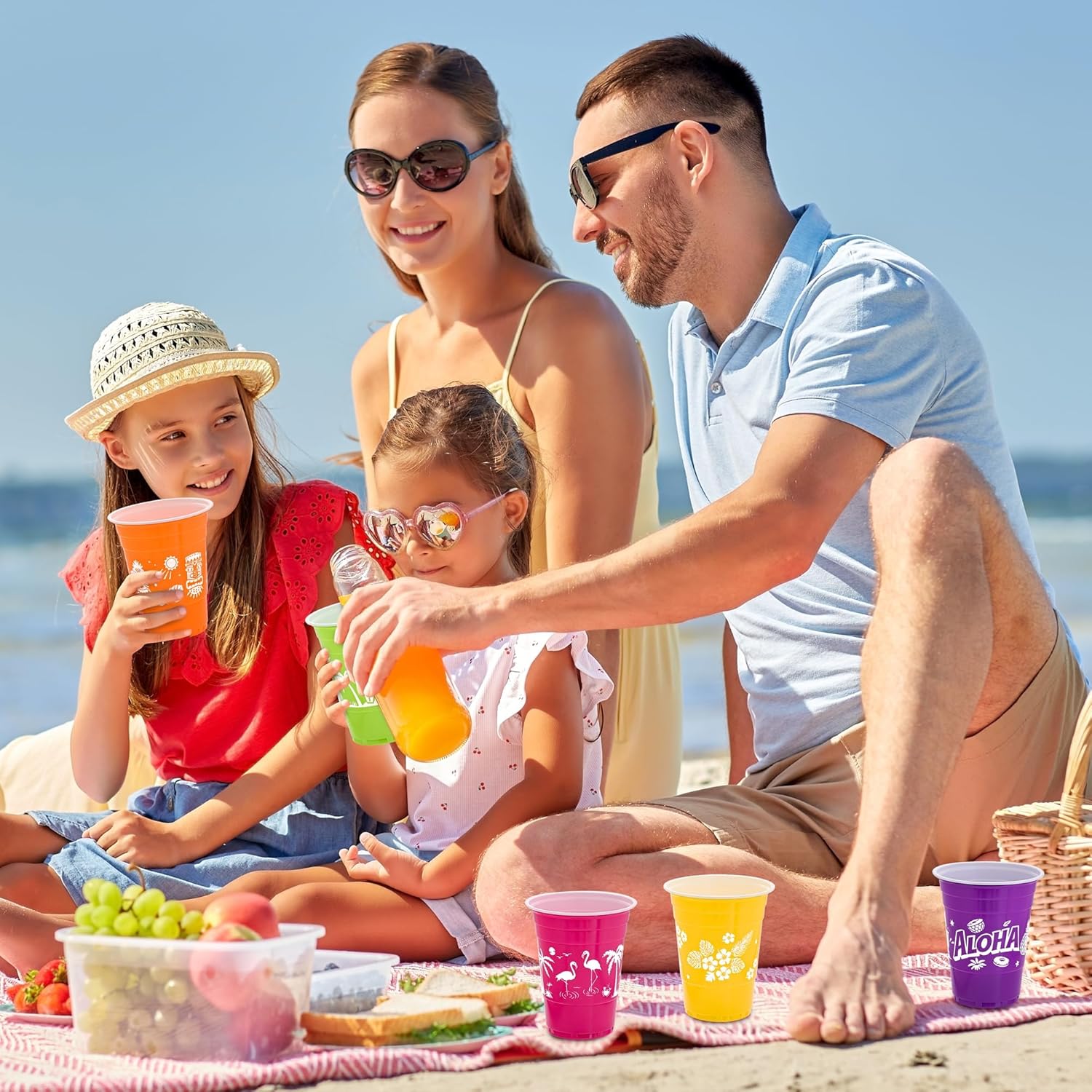 60 Piece Tropical Luau Cups for Parties
