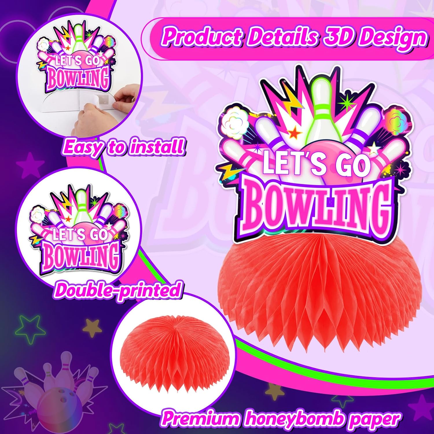 Kreatwow Bowling Party Decor Centerpieces 8pcs Set