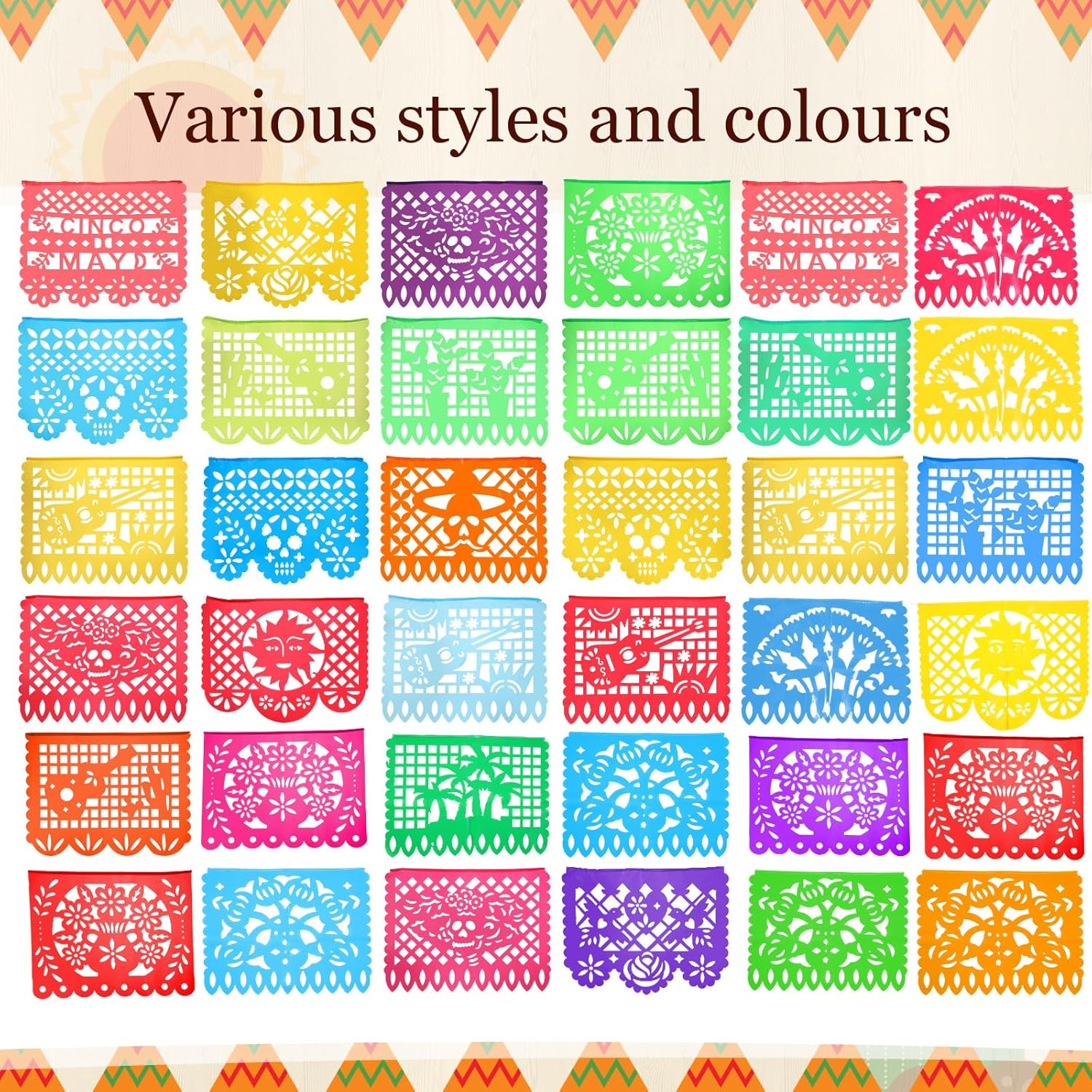 Preboun Mexican Tablecloth and Fiesta Banner Decorations