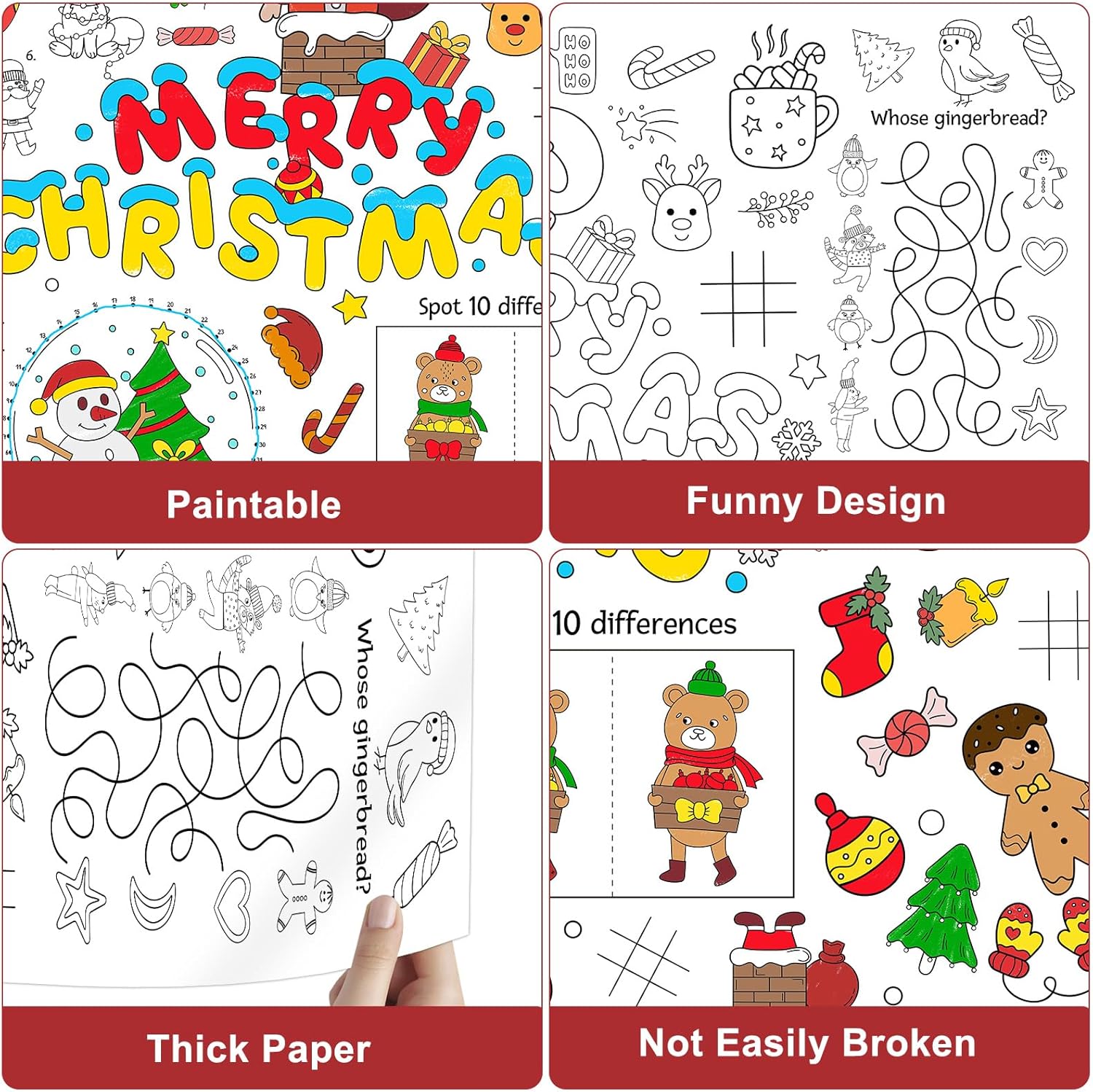 DISJOURNEY Christmas Coloring Tablecloth for Kids