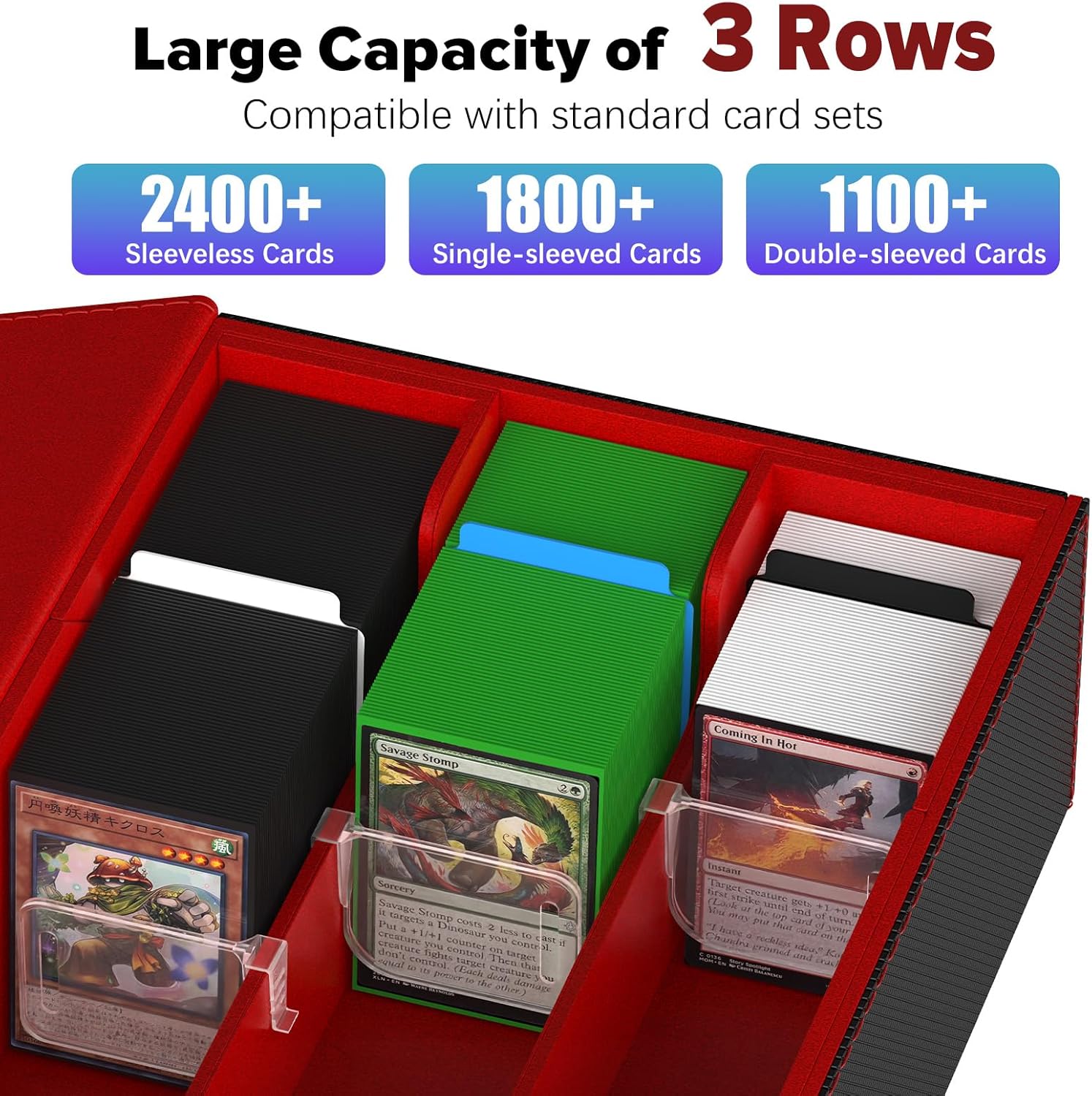 Gomyrod Card Deck Case for 1800 Sleeved Cards Black Red