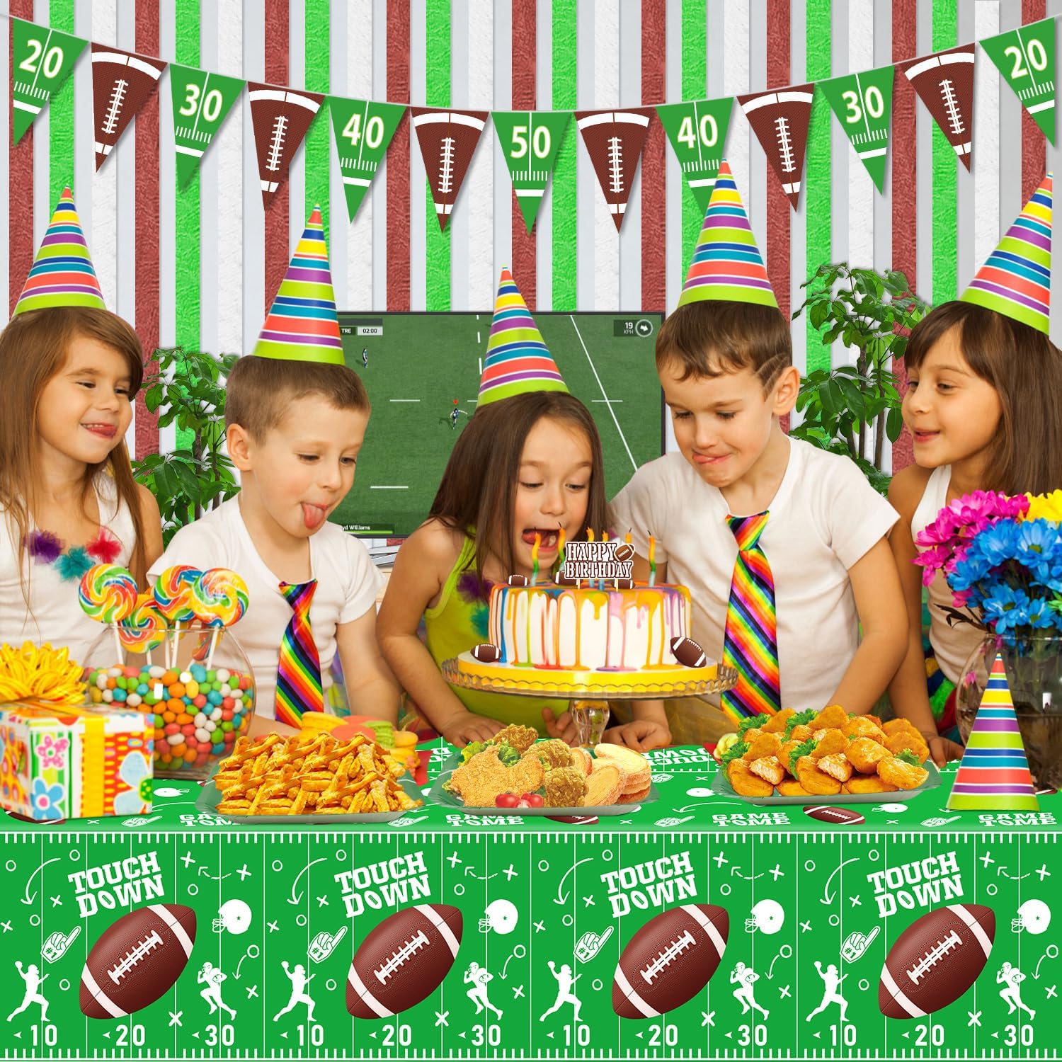 4 Pack Football Themed Tablecloths 51x86 Inch