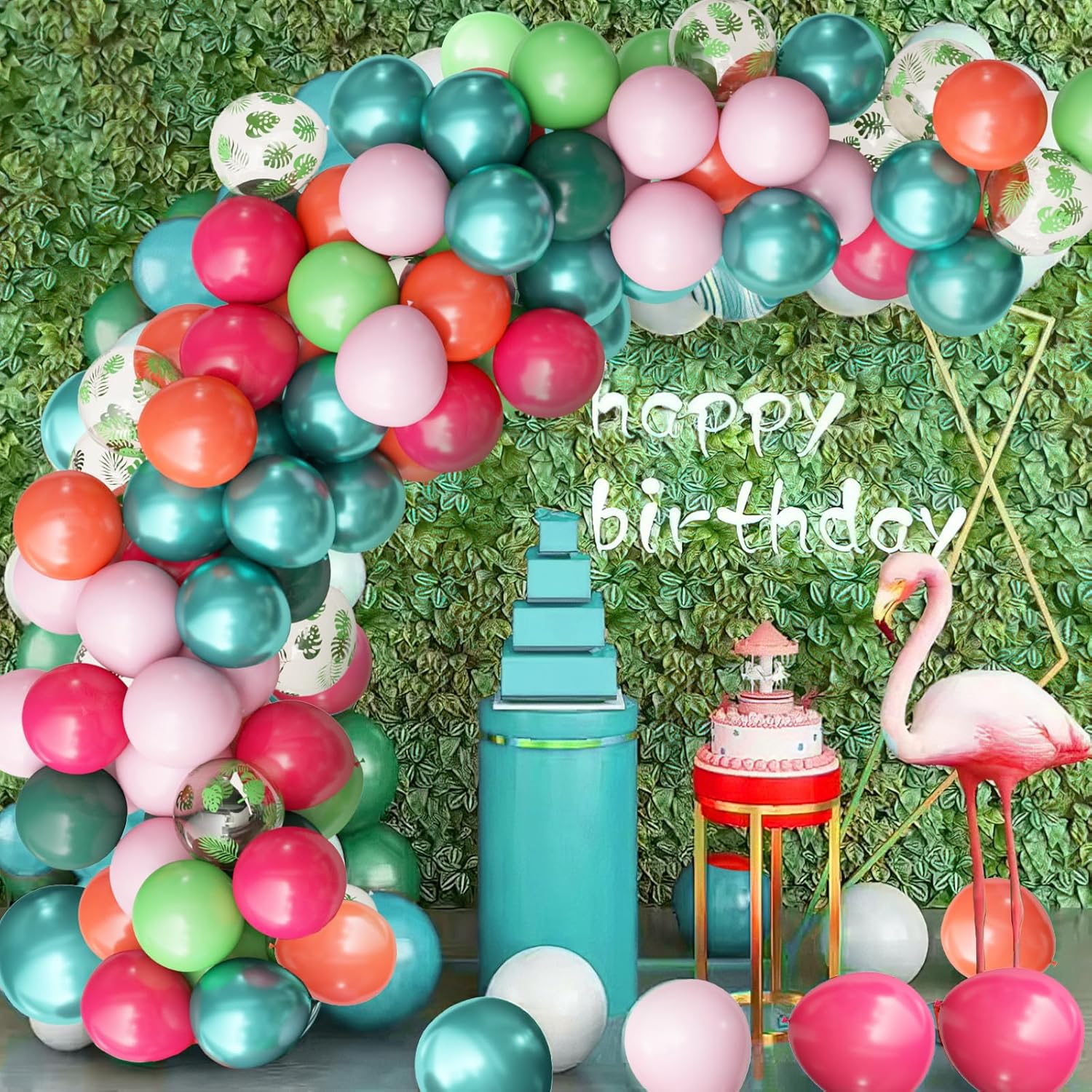 OuMuaMua Tropical Luau Balloons 68pcs 12 Inch Set