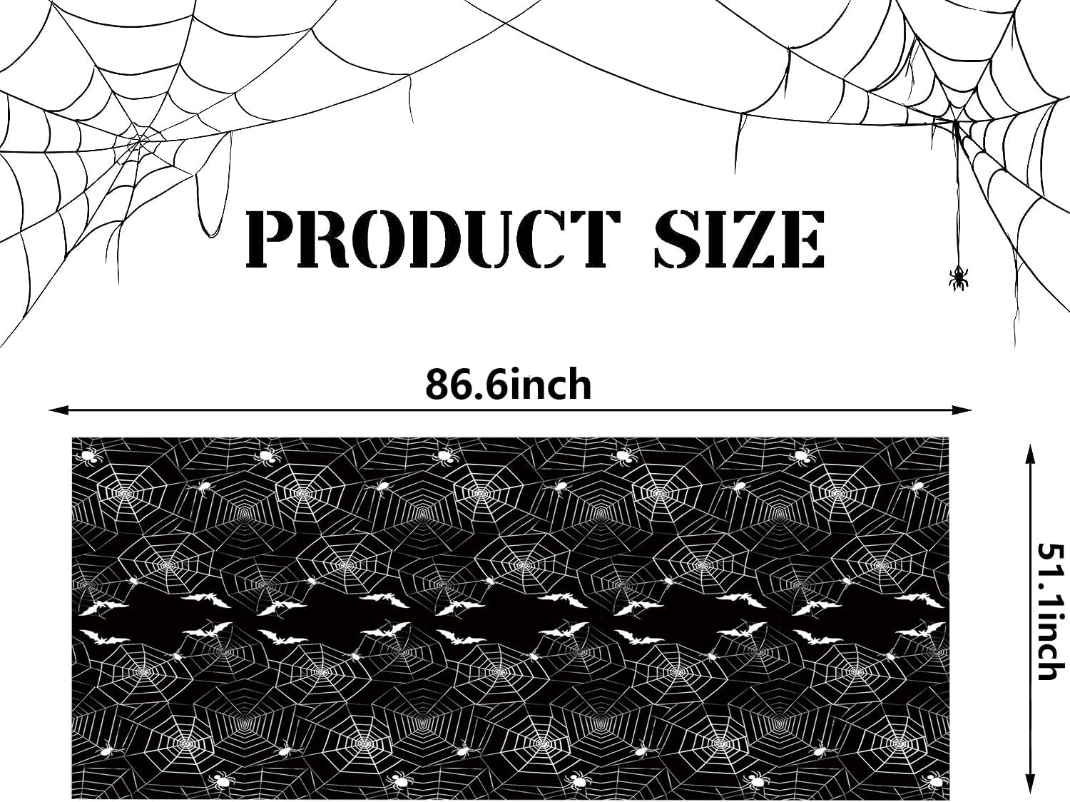 Frerand Halloween Tablecloth 87x51 2 Pack Spider Web Tablecover for Parties