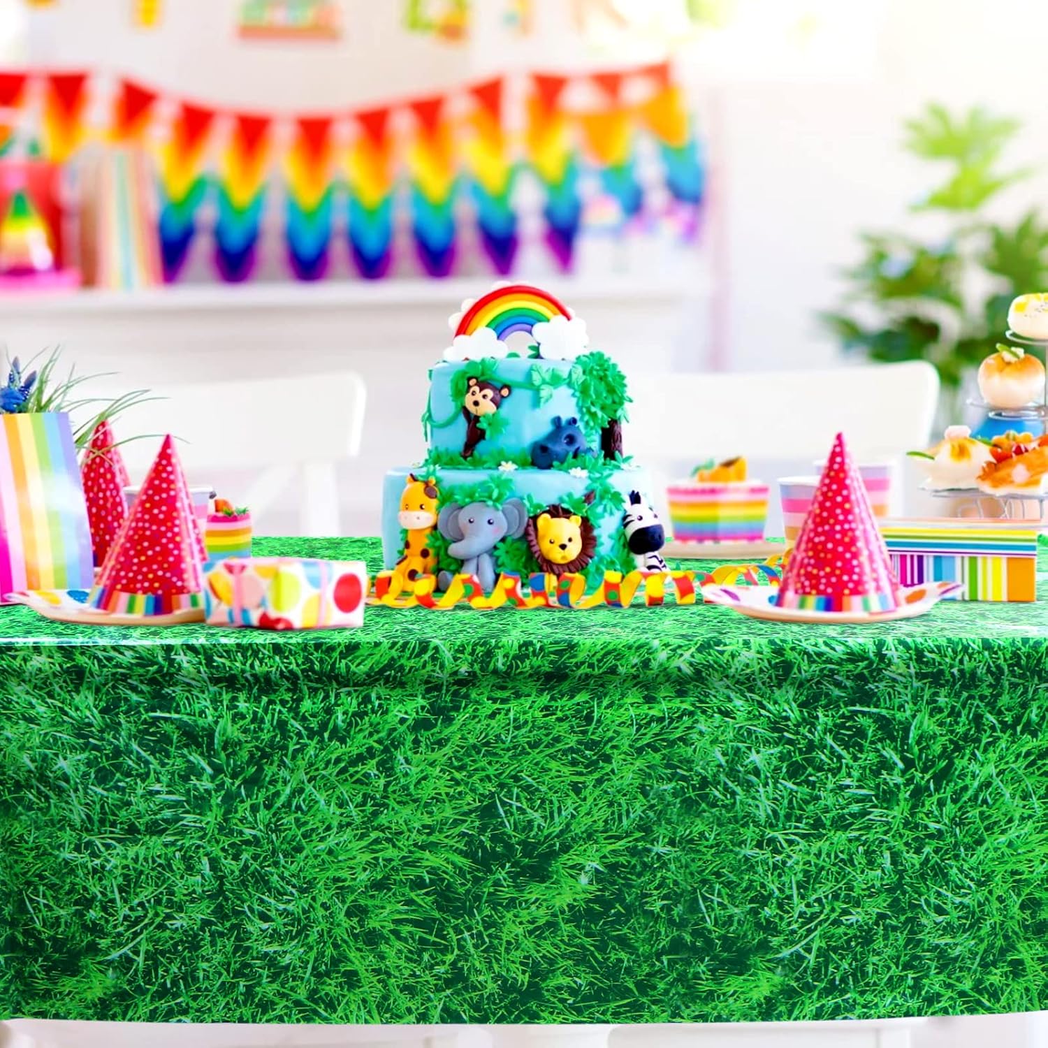 Green Grass Tablecloth 2 Pack Summer Football Themed Party Supplies