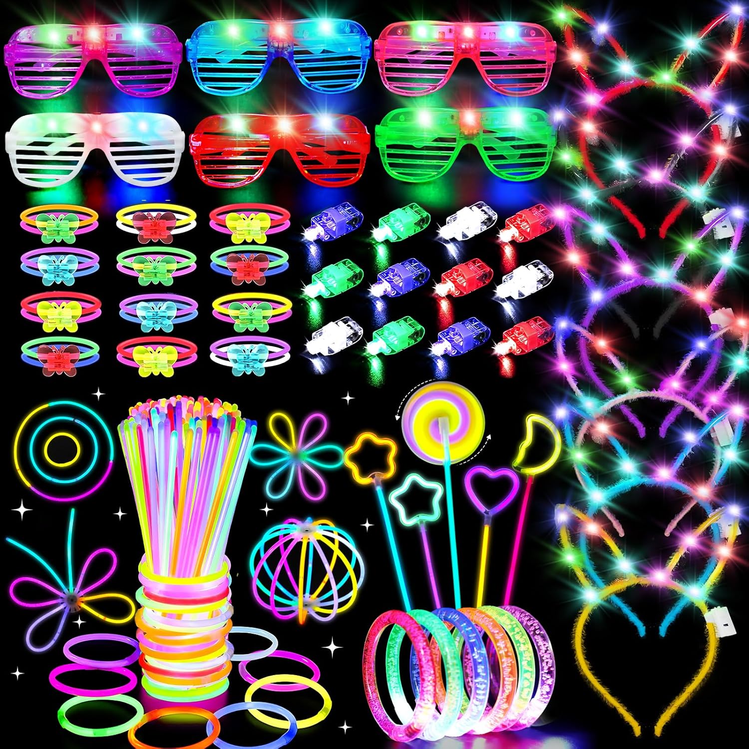 156PCS Glow in The Dark Party Supplies for Kids and Adults