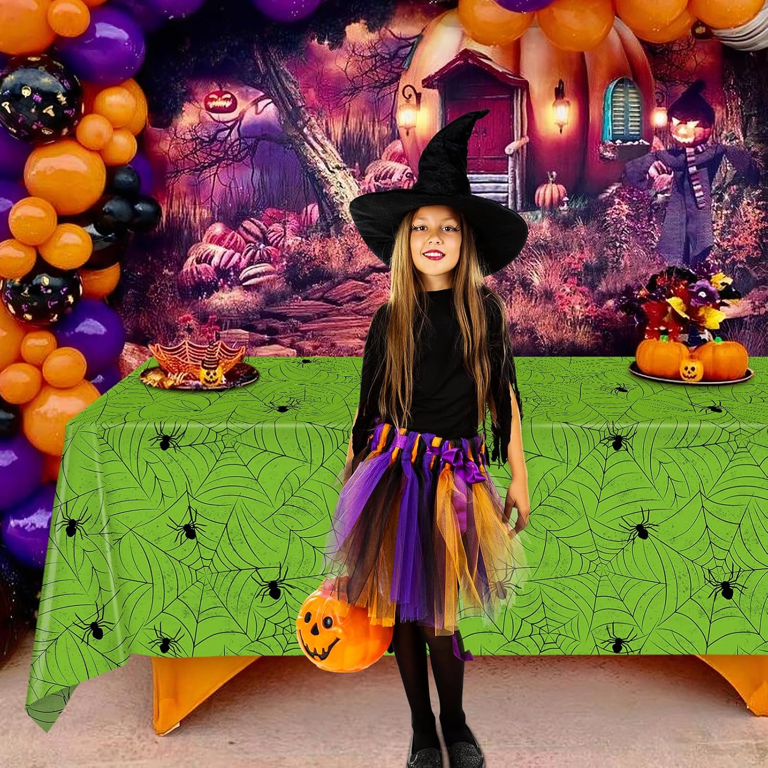 TREWAVE 3 Pack Halloween Spiderweb Tablecloth