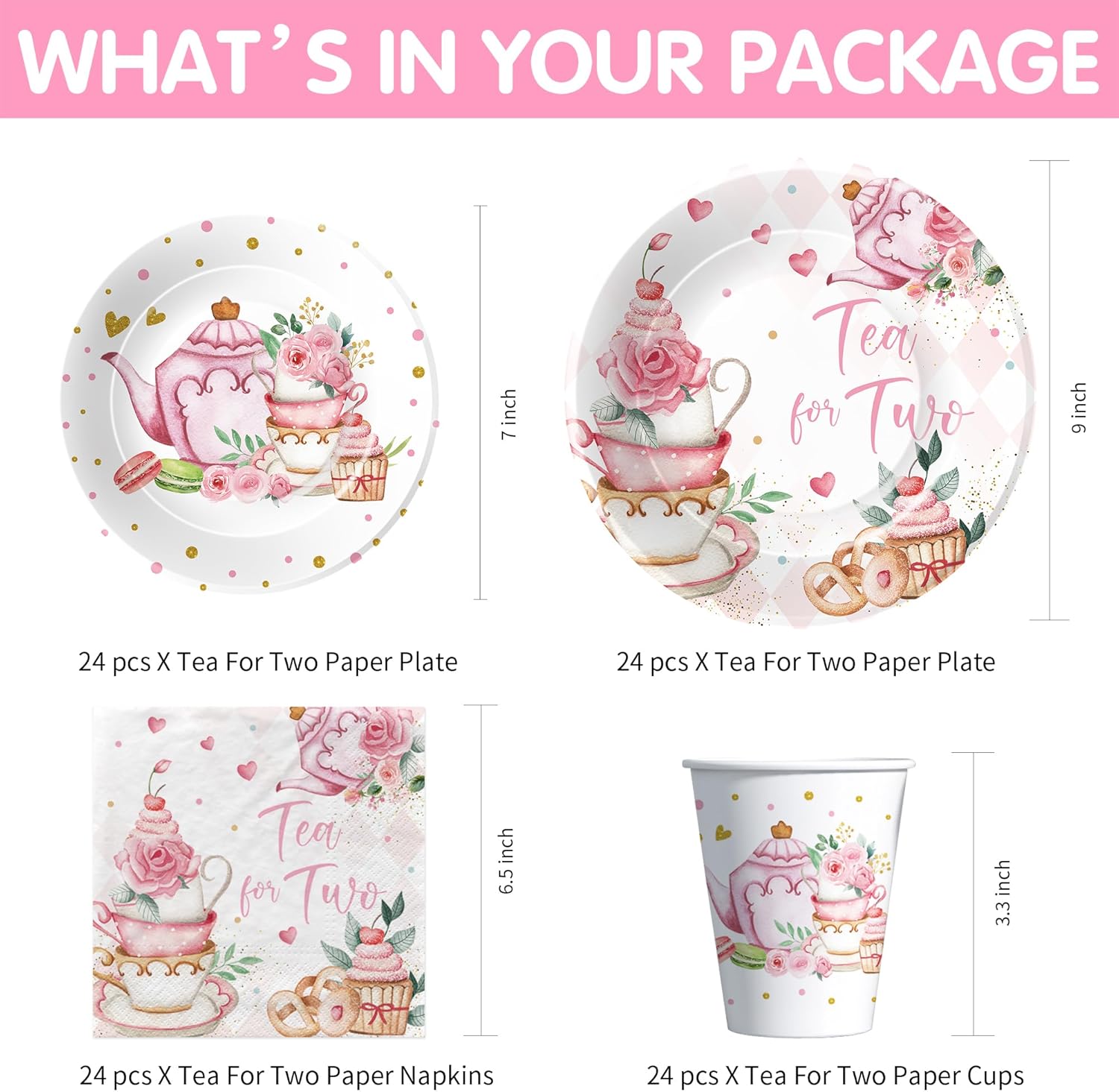 Tea For Two Birthday Decorations Set Serves 24