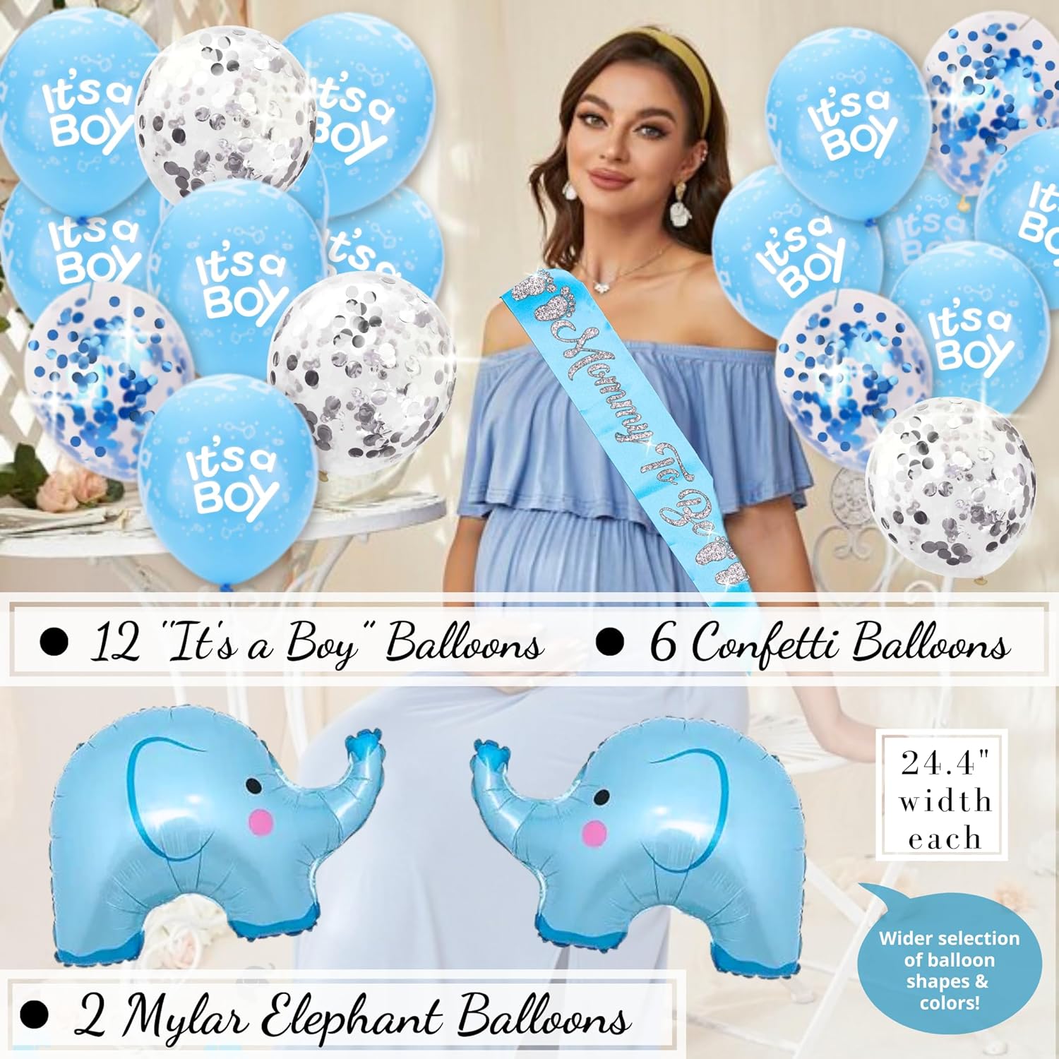 697 Pcs Premium Elephant Baby Shower Decor Set