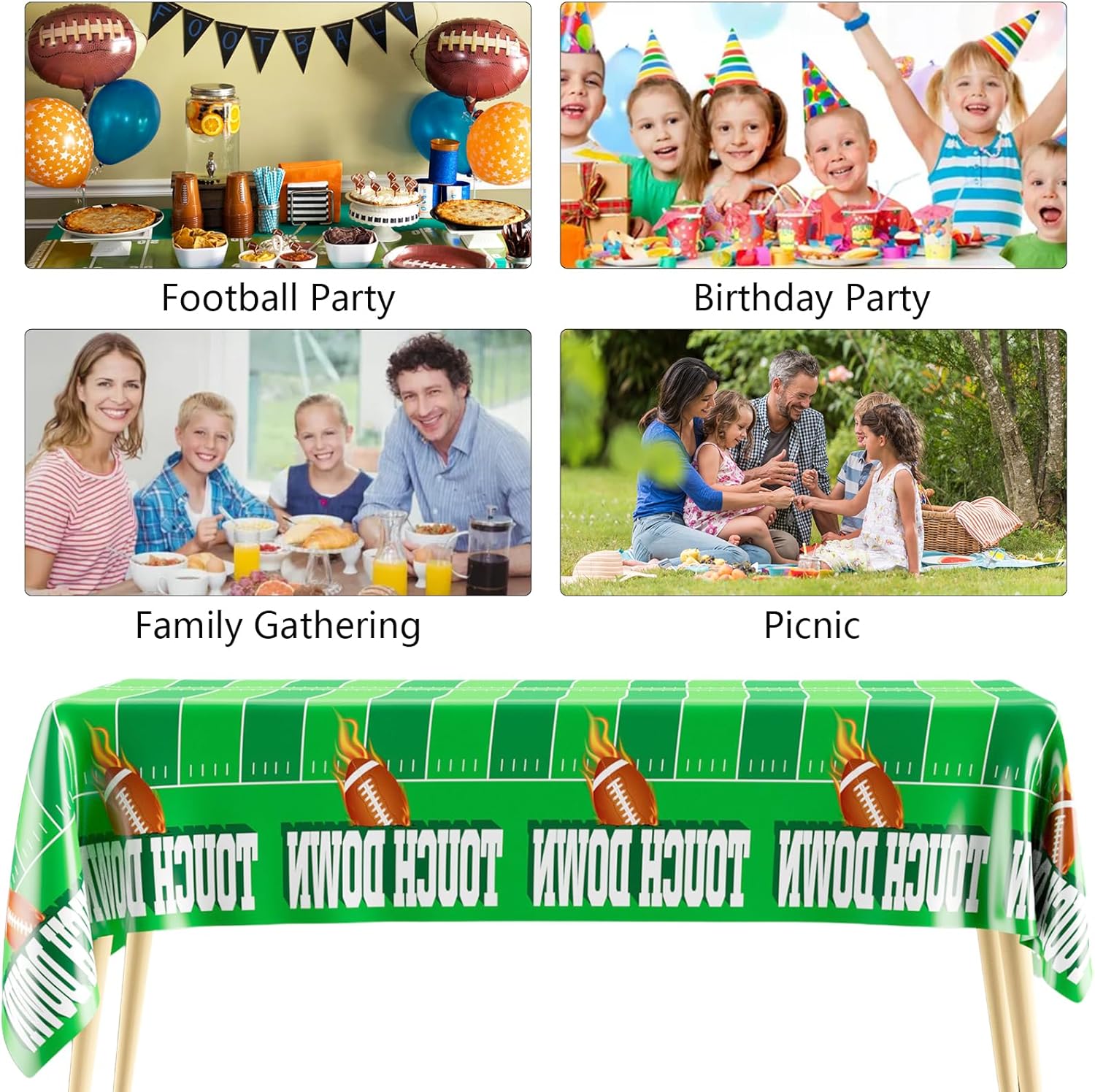 Football Tablecloth 2PCS 54x108 Touchdown Party Cover
