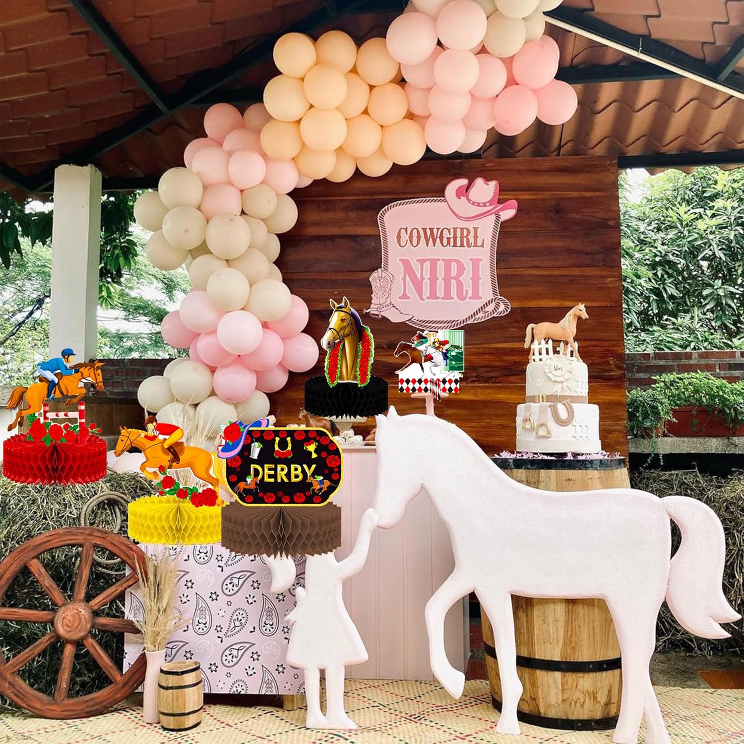 Umoin 14pcs Derby Day Honeycomb Centerpieces