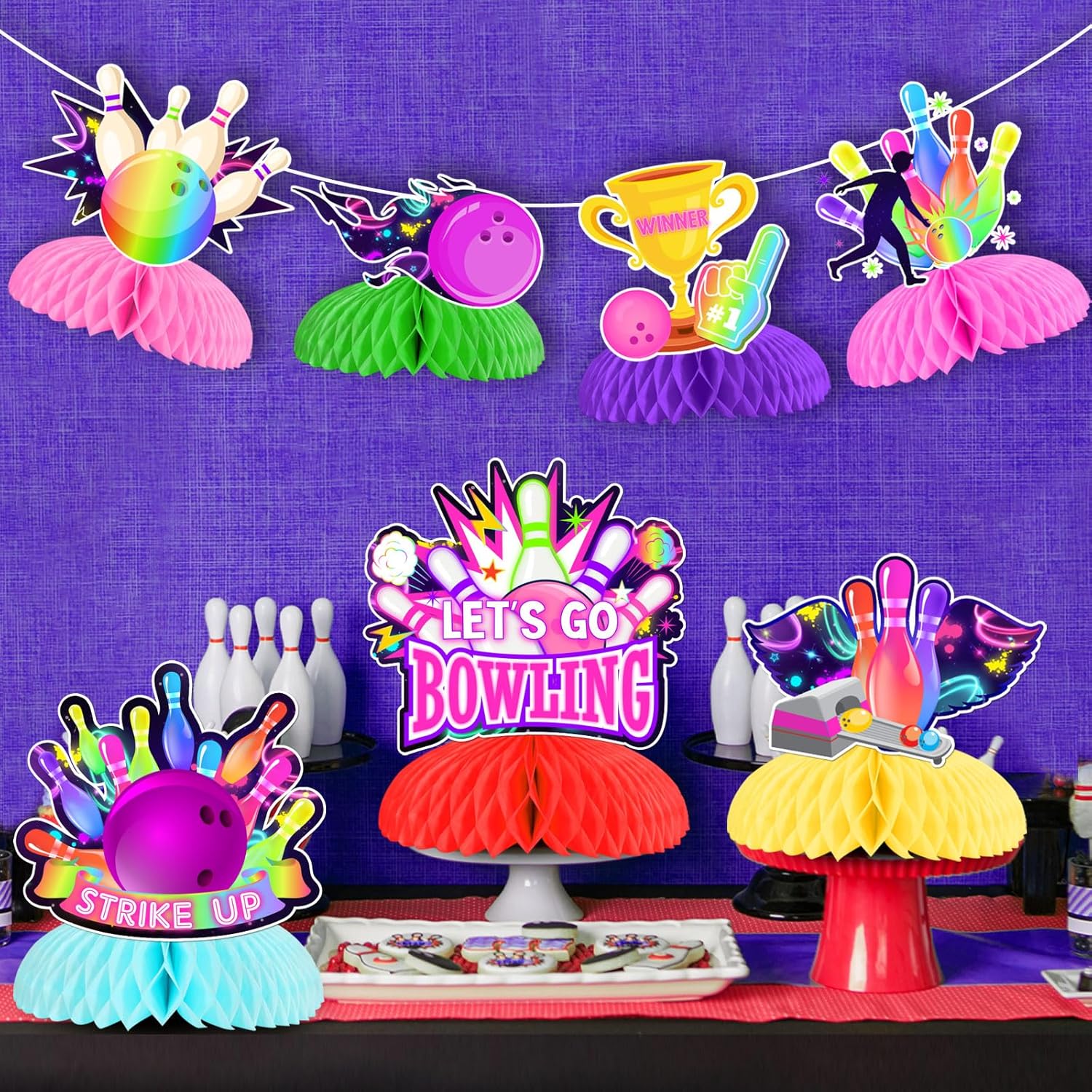 Kreatwow Bowling Party Decor Centerpieces 8pcs Set