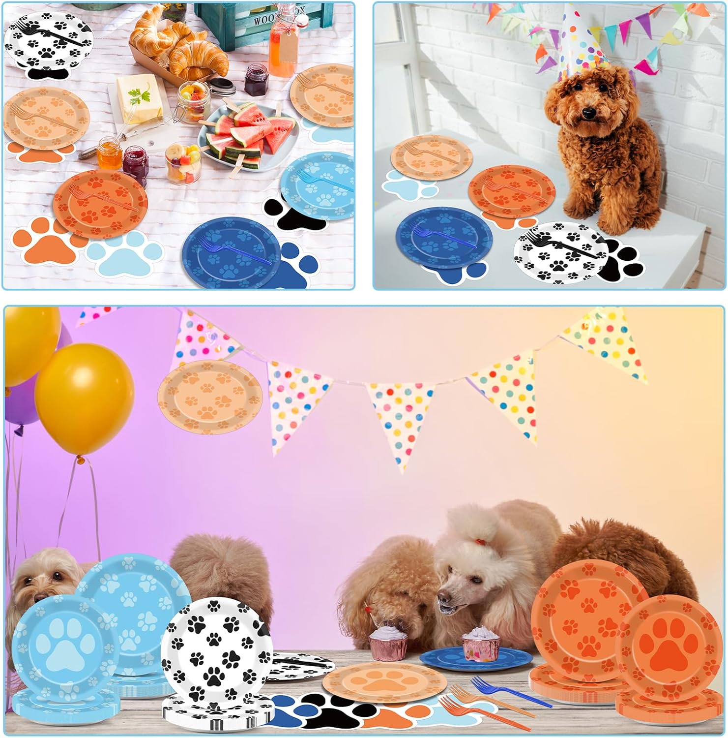 100Pcs Blue Dog Birthday Party Supplies for 25 Guests