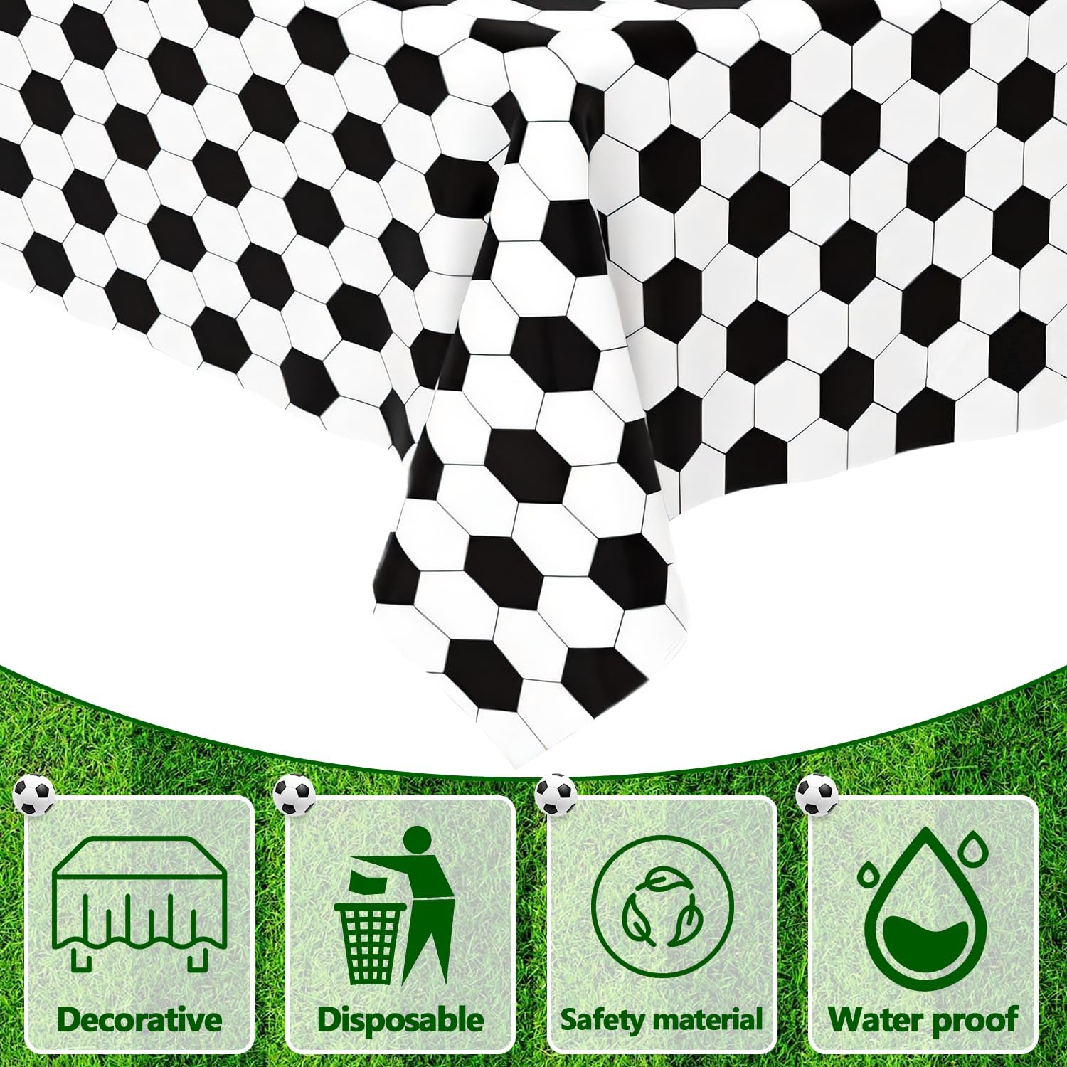 3 Pcs Soccer Party Tablecloth 54x108 Inches