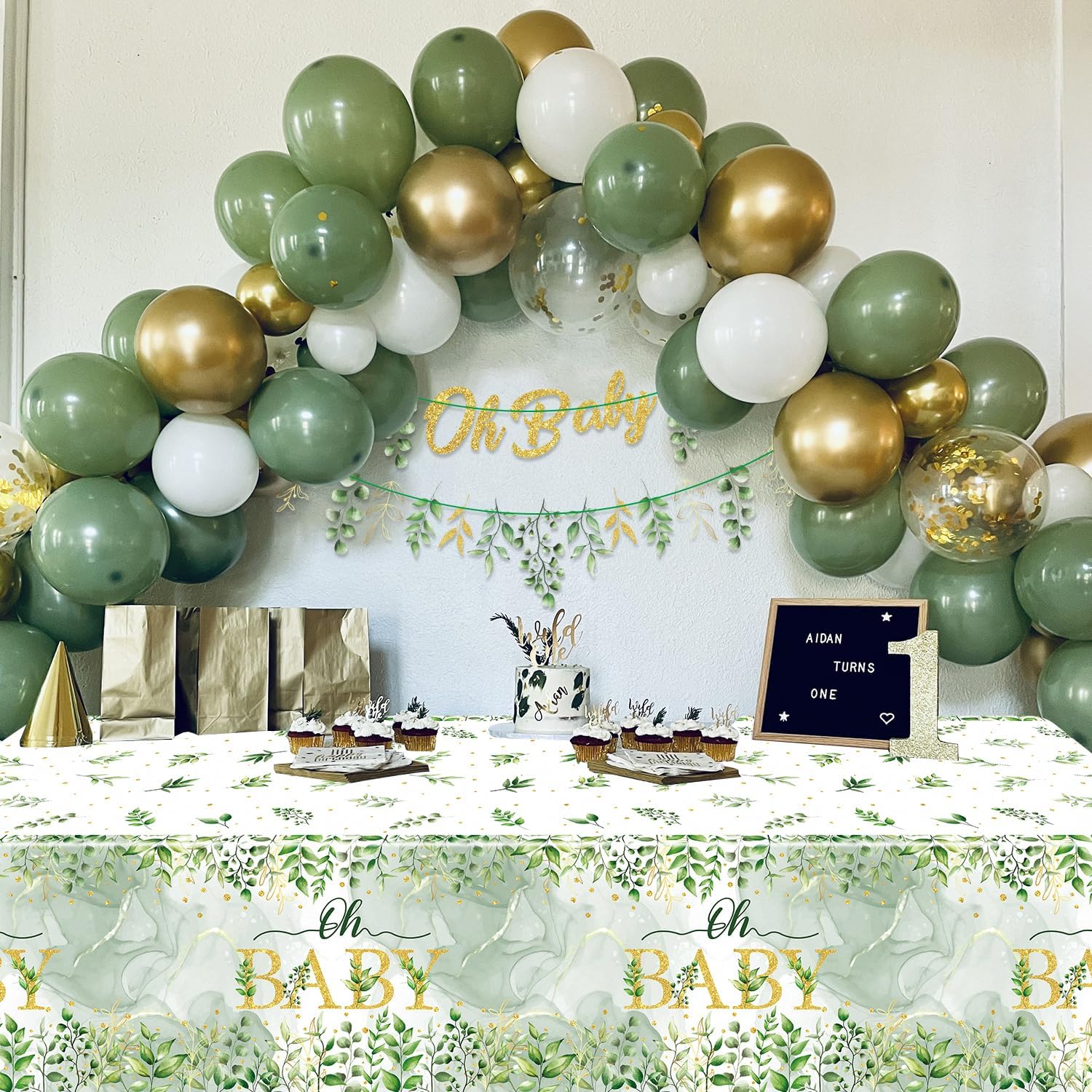 Sage Green Birthday Decorations Set
