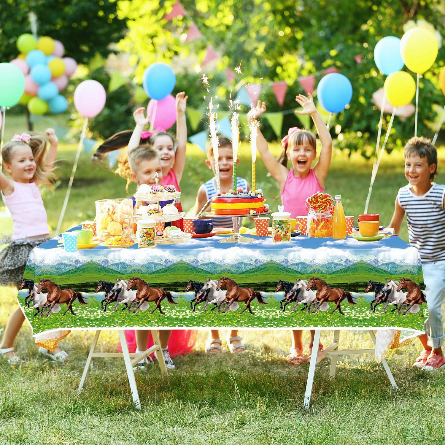 4 Pack Horse Themed Tablecloths for Parties