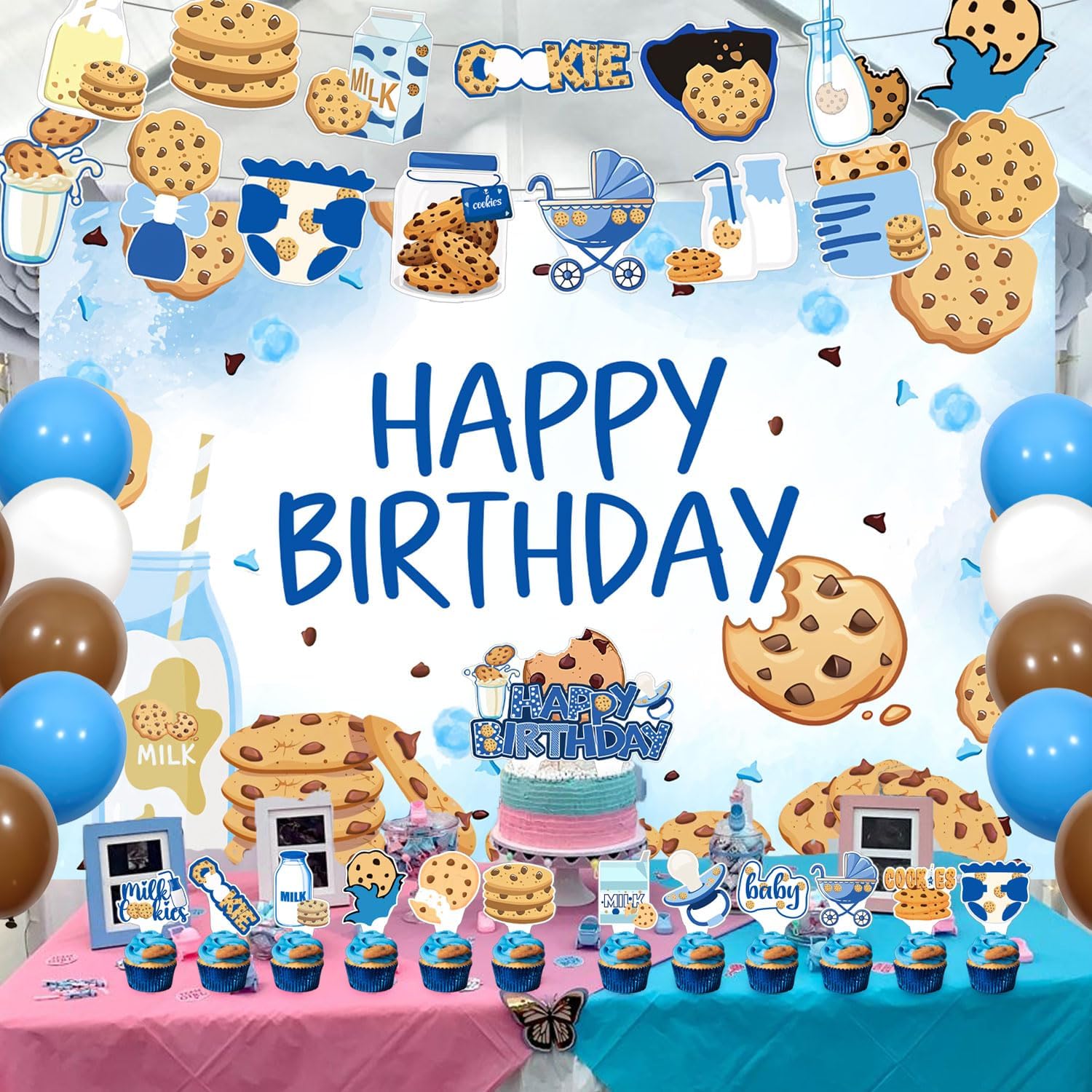 59 Pcs Milk and Cookies Party Decor Set