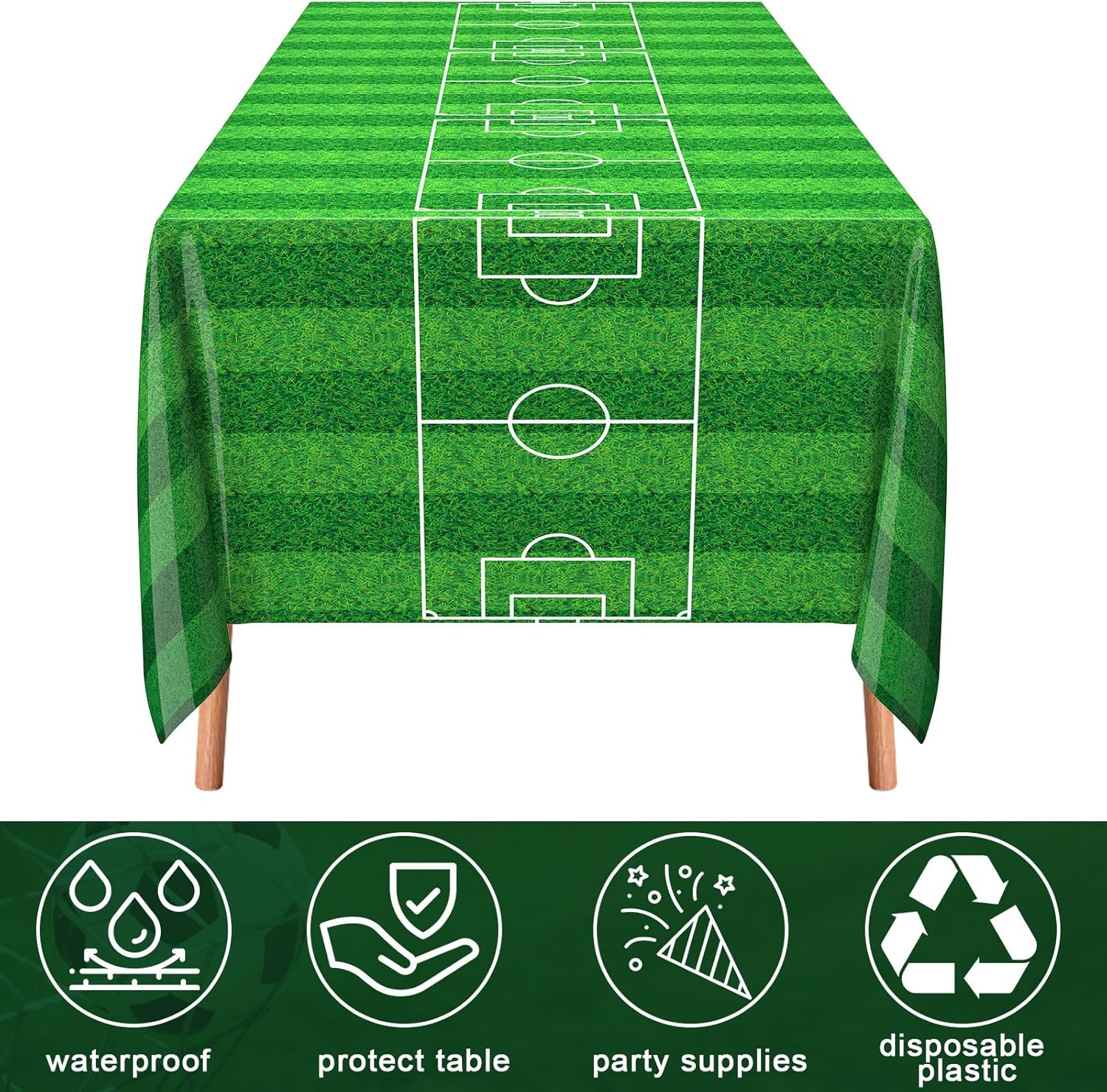 Buryeah 3 Pcs Soccer Themed Tablecloths 54x108 Inches