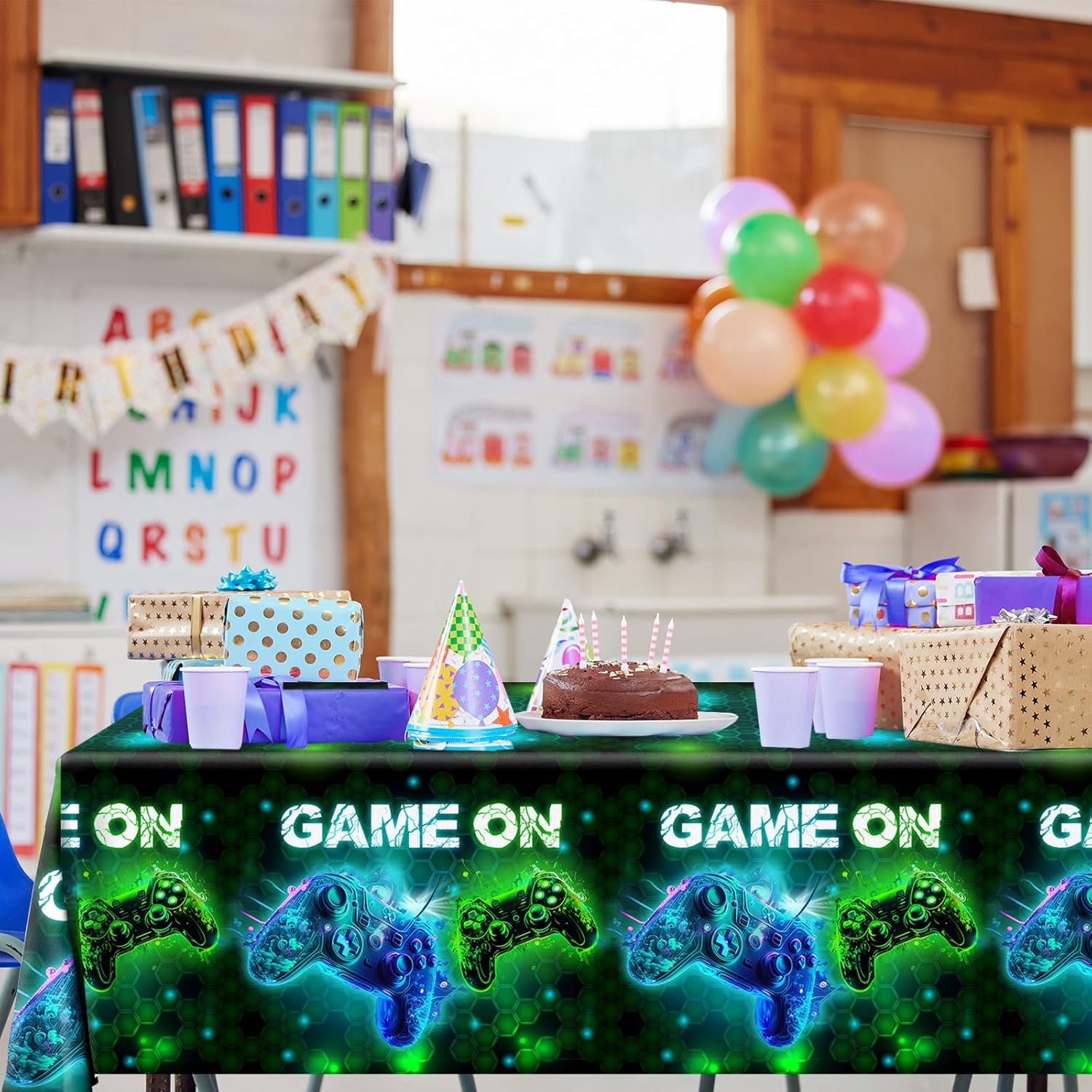 3 Pieces Gamer Party Tablecloths - 71 x 43 Disposable Gaming Table Cover