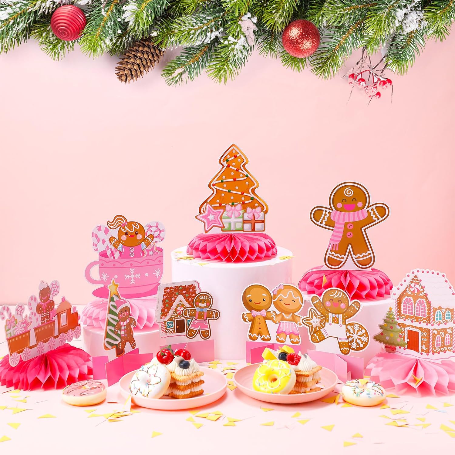 Poen 12 Pcs Gingerbread Man Honeycomb Centerpieces