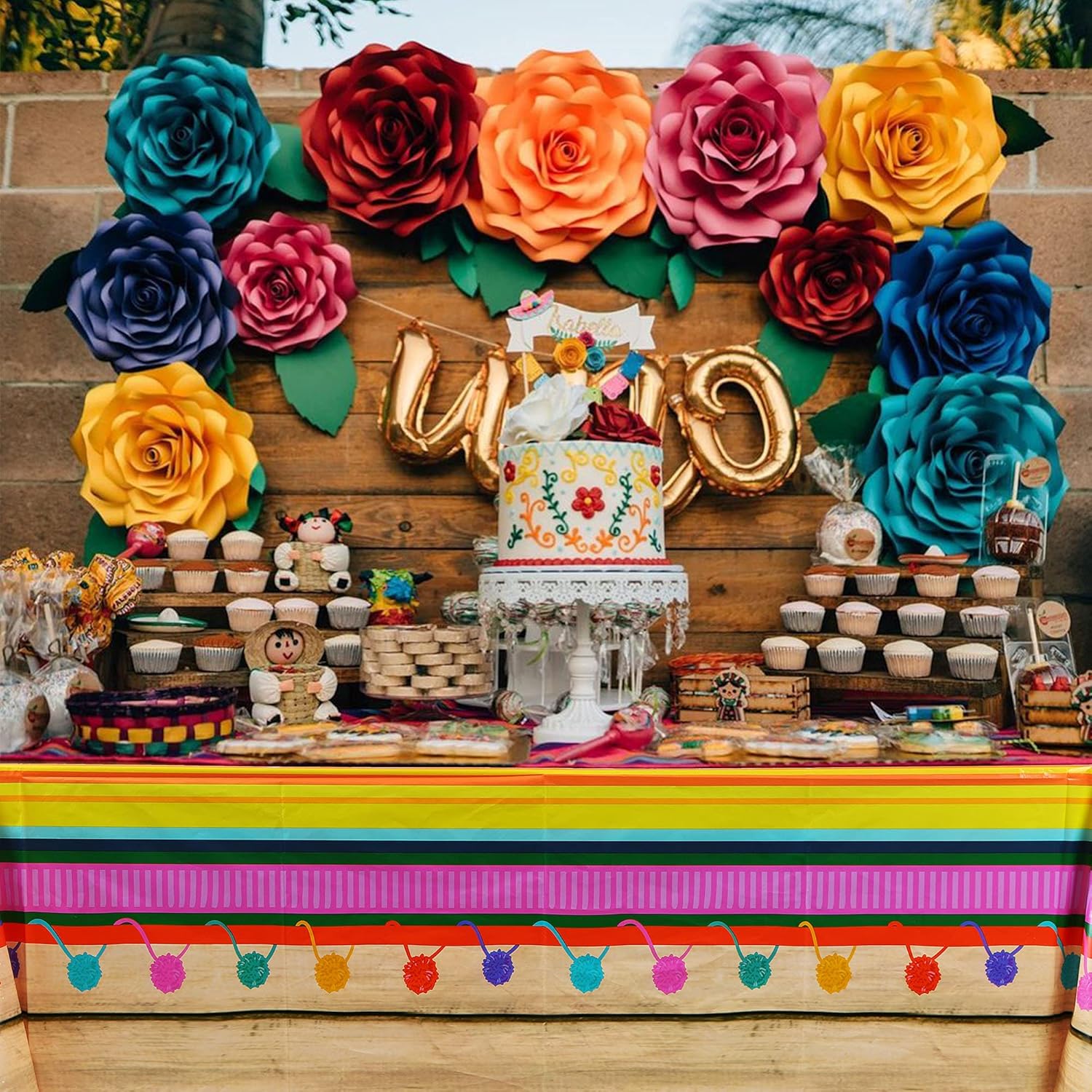 GGDE 2 Pcs Cinco De Mayo Tablecloth for Fiesta Parties