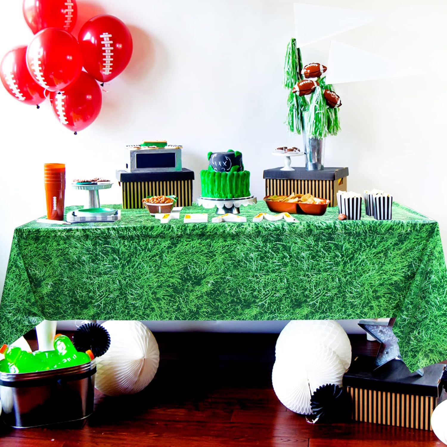 Green Grass Tablecloth 2 Pack Summer Football Themed Party Supplies