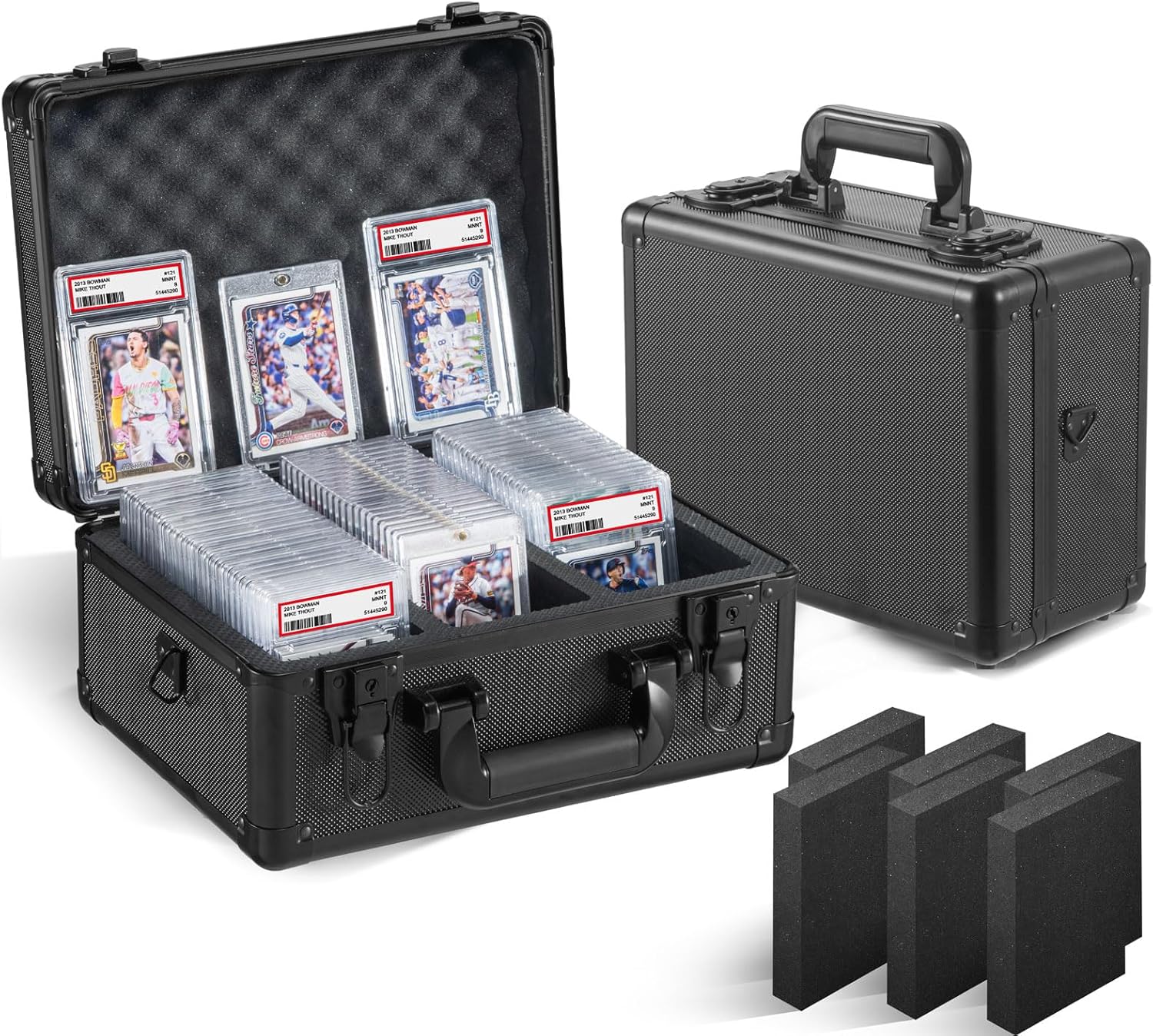 Vollicaifit Graded Card Storage Box Case 3 Row Black Holder