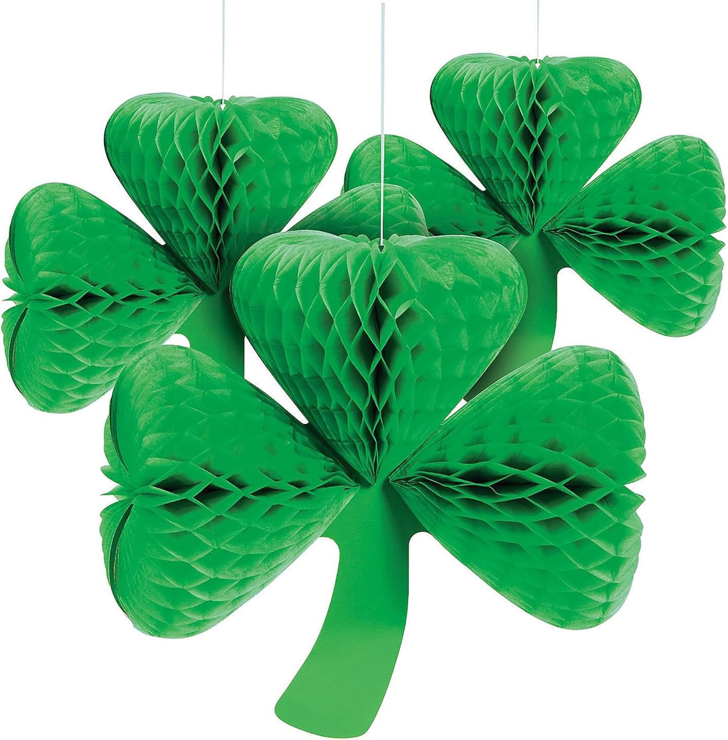 St Patricks Day Shamrock Tissue Hanging Decor Set of 3
