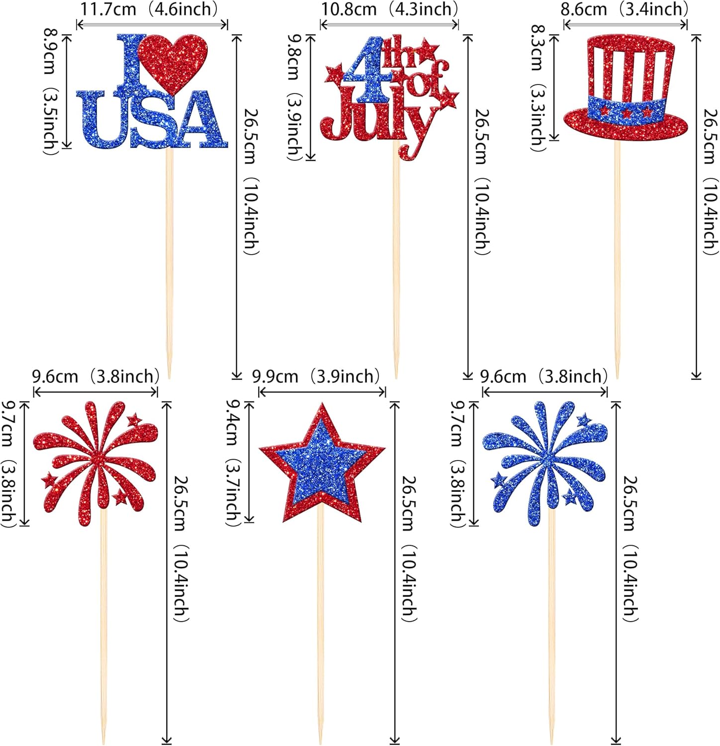 12 PCS 4th of July Double Sided Firework Centerpiece Sticks