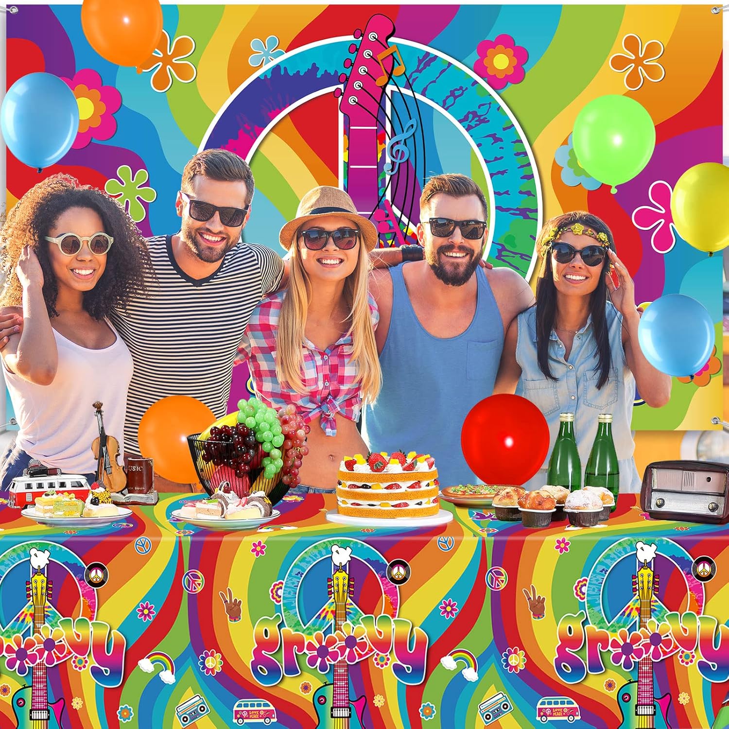 60s Hippie Party Decorations Kit
