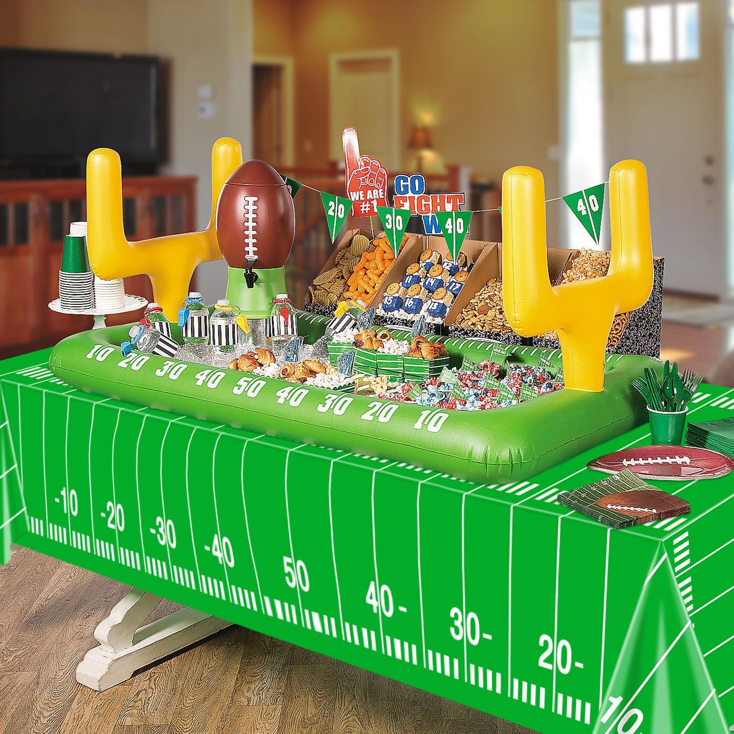 4 Pack Football Tablecloths for Game Day Party Decor
