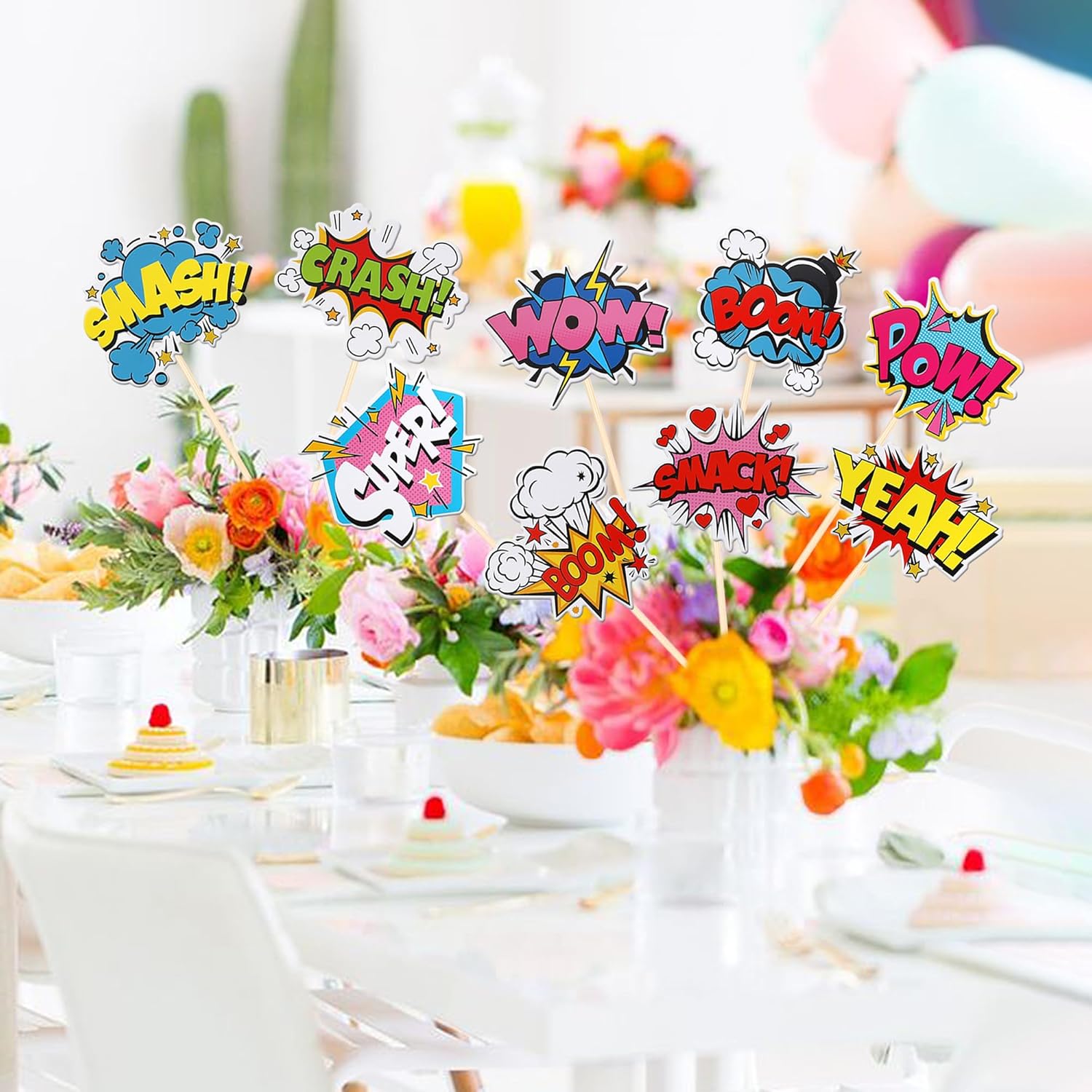 18 PCS Hero Themed Centerpiece Sticks for Party Decorations