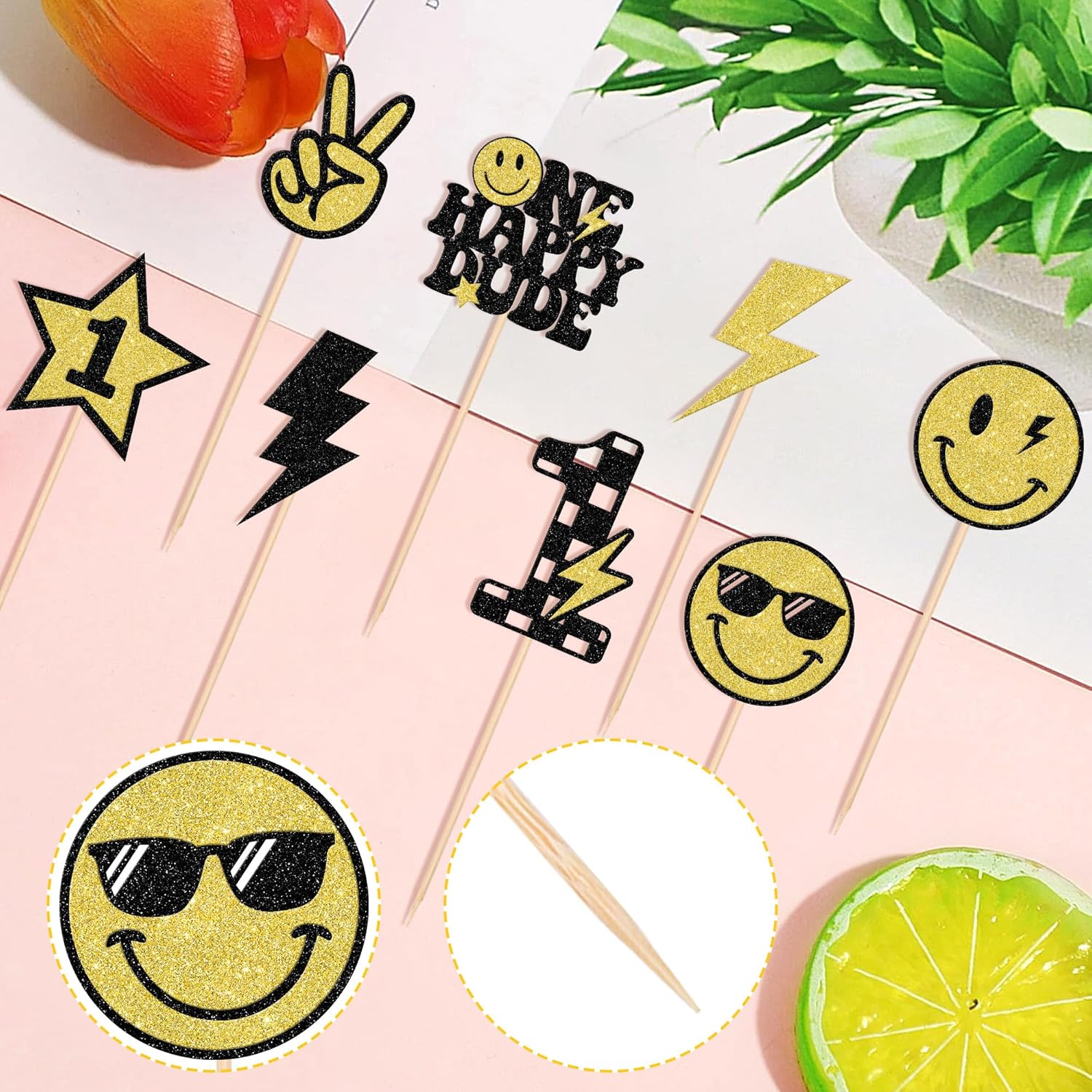 16 pcs Happy Dude Centerpiece Sticks Birthday Party Decor