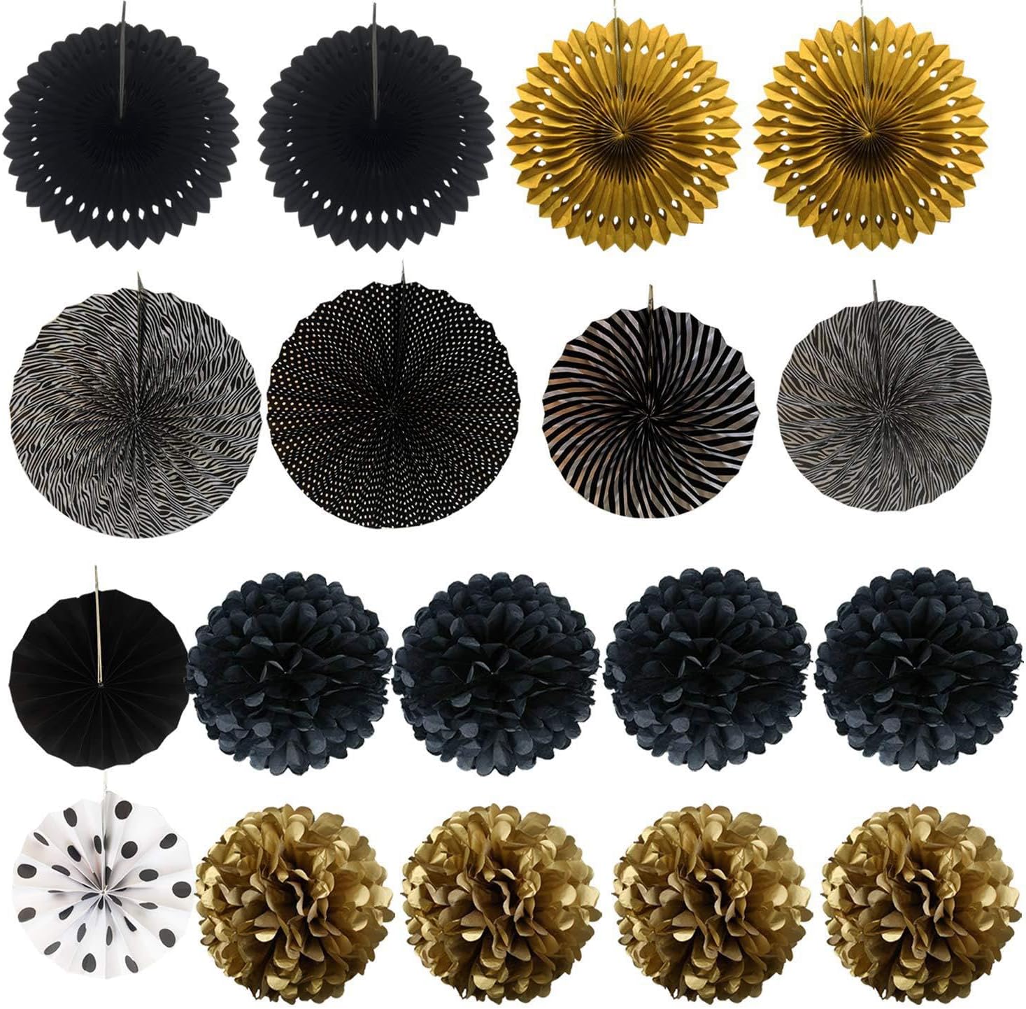 Black and Gold Party Decor Set 20 Pcs